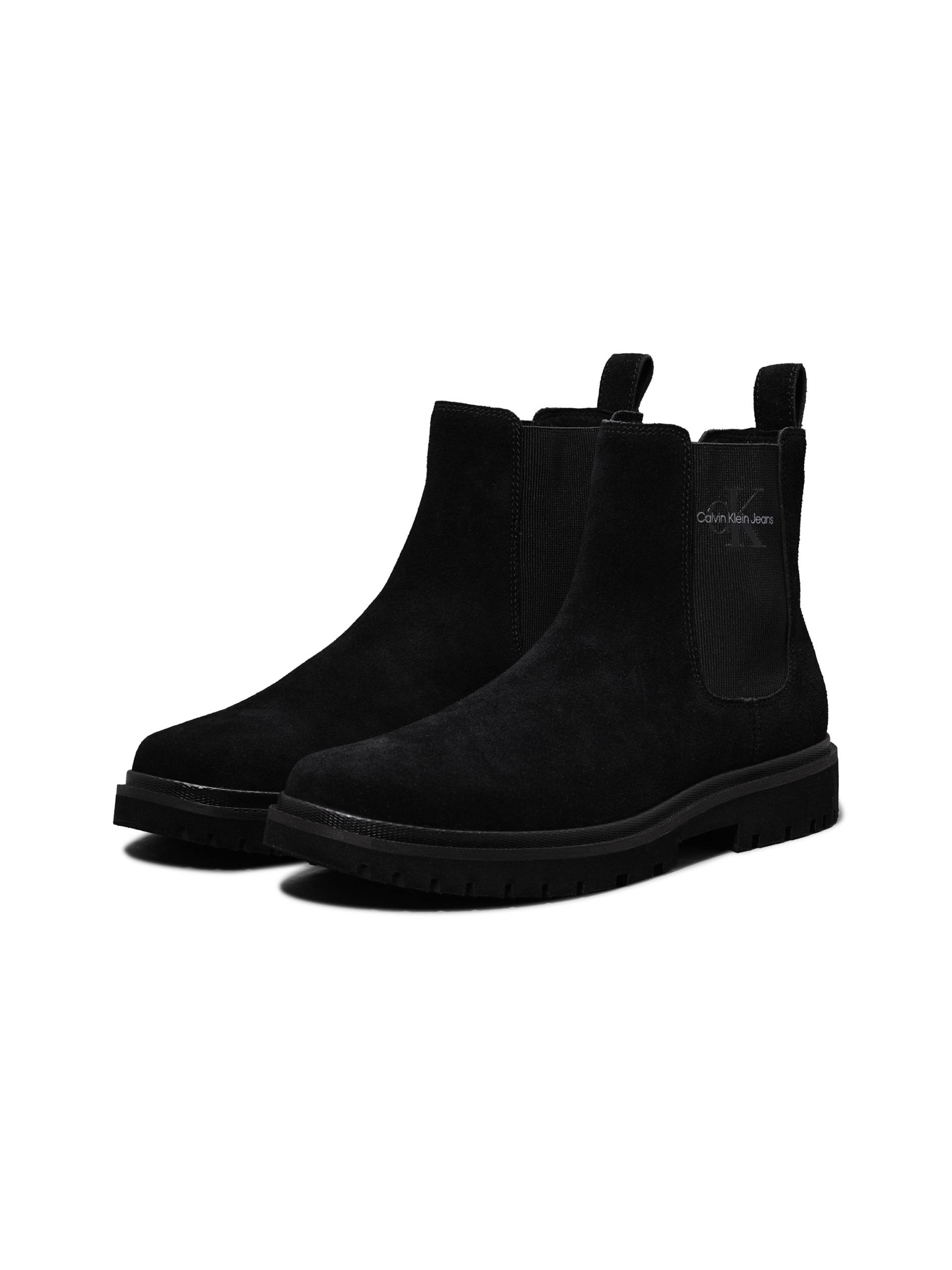 Calvin Klein Jeans Chelseaboots »EVA BOOT MID CHELSEA ICONIC DR«, Blockabsatz, Schlupfboots, Stiefelette mit seitlichem CK-Logo von Calvin Klein Jeans