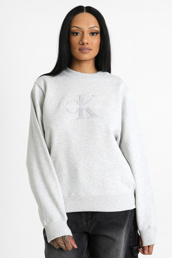 Calvin Klein Jeans Chenille Monologo Oversize Sweatshirt | Ivory Grey Heather | Damen  | L von Calvin Klein Jeans