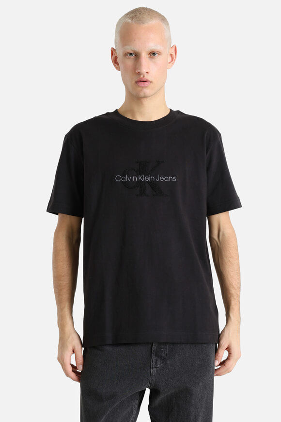 Calvin Klein Jeans Chenille Monologo T-Shirt | Black | Herren  | M von Calvin Klein Jeans