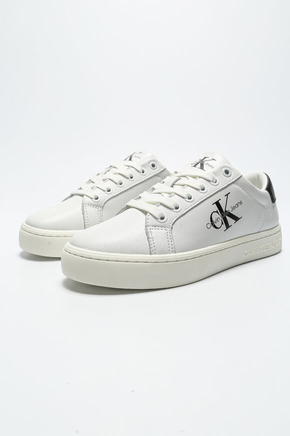 Calvin Klein Jeans Classic Cupsole Laceup Sneaker | Bright White + Black | Damen  | EU36 von Calvin Klein Jeans