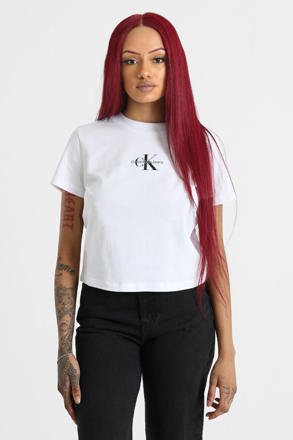 Calvin Klein Jeans Crop T-Shirt | Brilliant White | Damen  | L von Calvin Klein Jeans