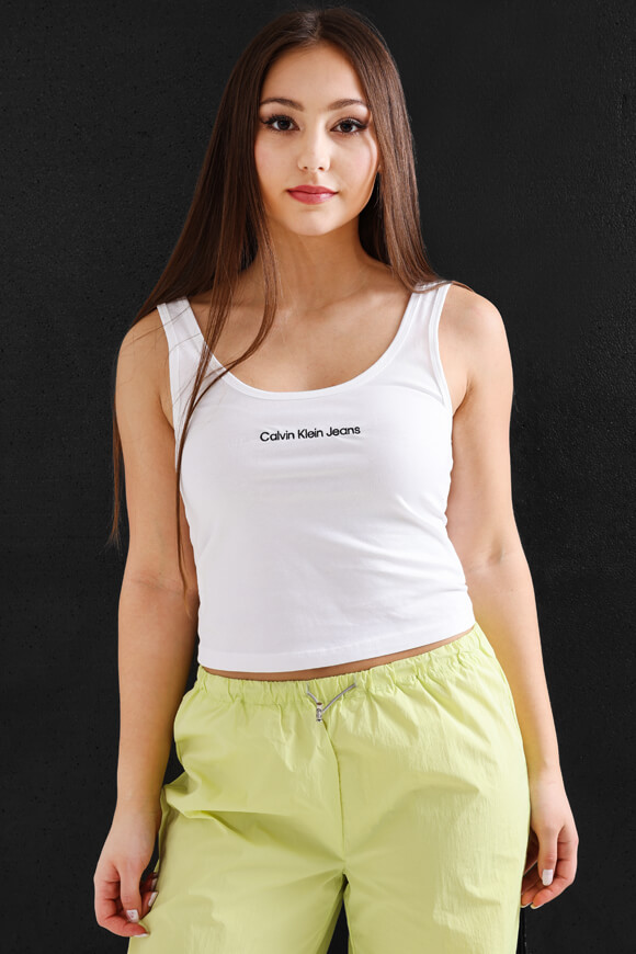 Calvin Klein Jeans Crop Tanktop | Weiss | Damen  | S von Calvin Klein Jeans