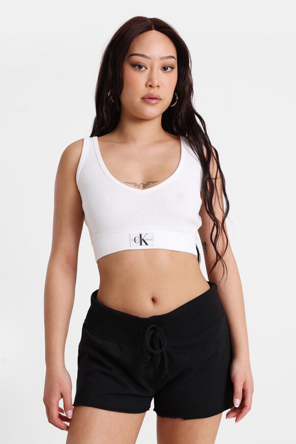 Calvin Klein Jeans Geripptes Crop Tanktop | Bright White | Damen  | M von Calvin Klein Jeans