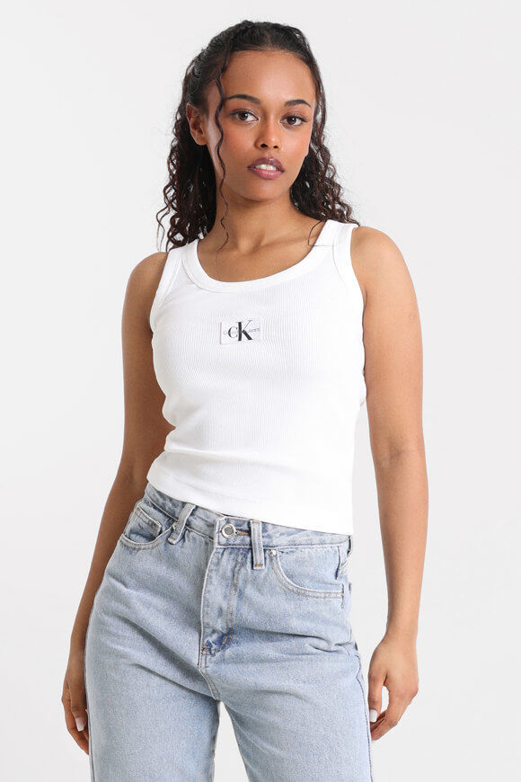 Calvin Klein Jeans Geripptes Tanktop | Bright White | Damen  | L von Calvin Klein Jeans