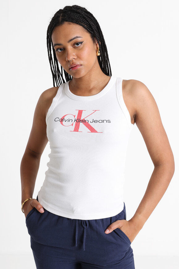 Calvin Klein Jeans Geripptes Tanktop | Bright White | Damen  | M von Calvin Klein Jeans
