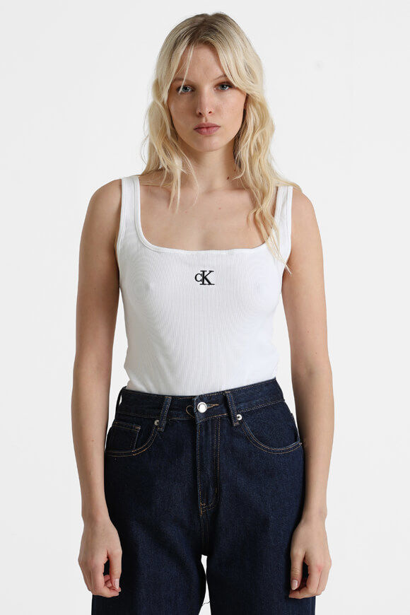 Calvin Klein Jeans Geripptes Tanktop | Bright White | Damen  | M von Calvin Klein Jeans