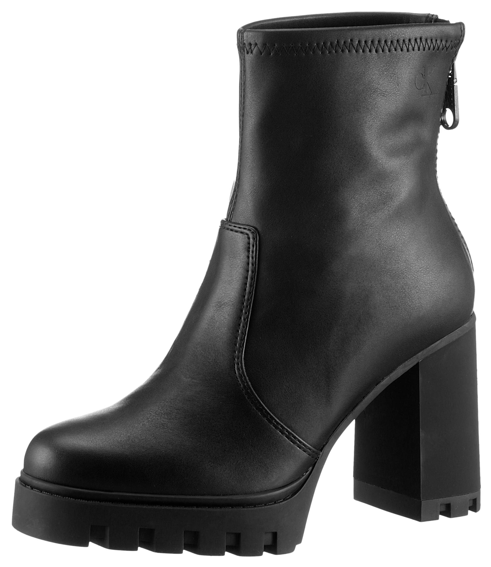 Calvin Klein Jeans High-Heel-Stiefelette »HEEL PLATFORM ZIP BOOT MG NAPPA«, Ankleboots, Stiefelette, Blockabsatz, mit Fersen-Reissverschluss von Calvin Klein Jeans