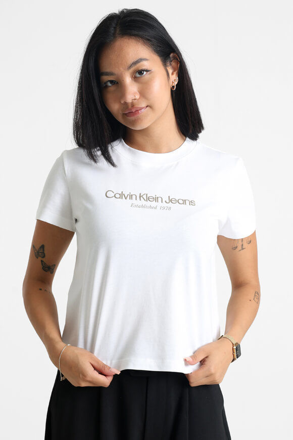 Calvin Klein Jeans Institutional Graphic T-Shirt | Bright White | Damen  | M von Calvin Klein Jeans