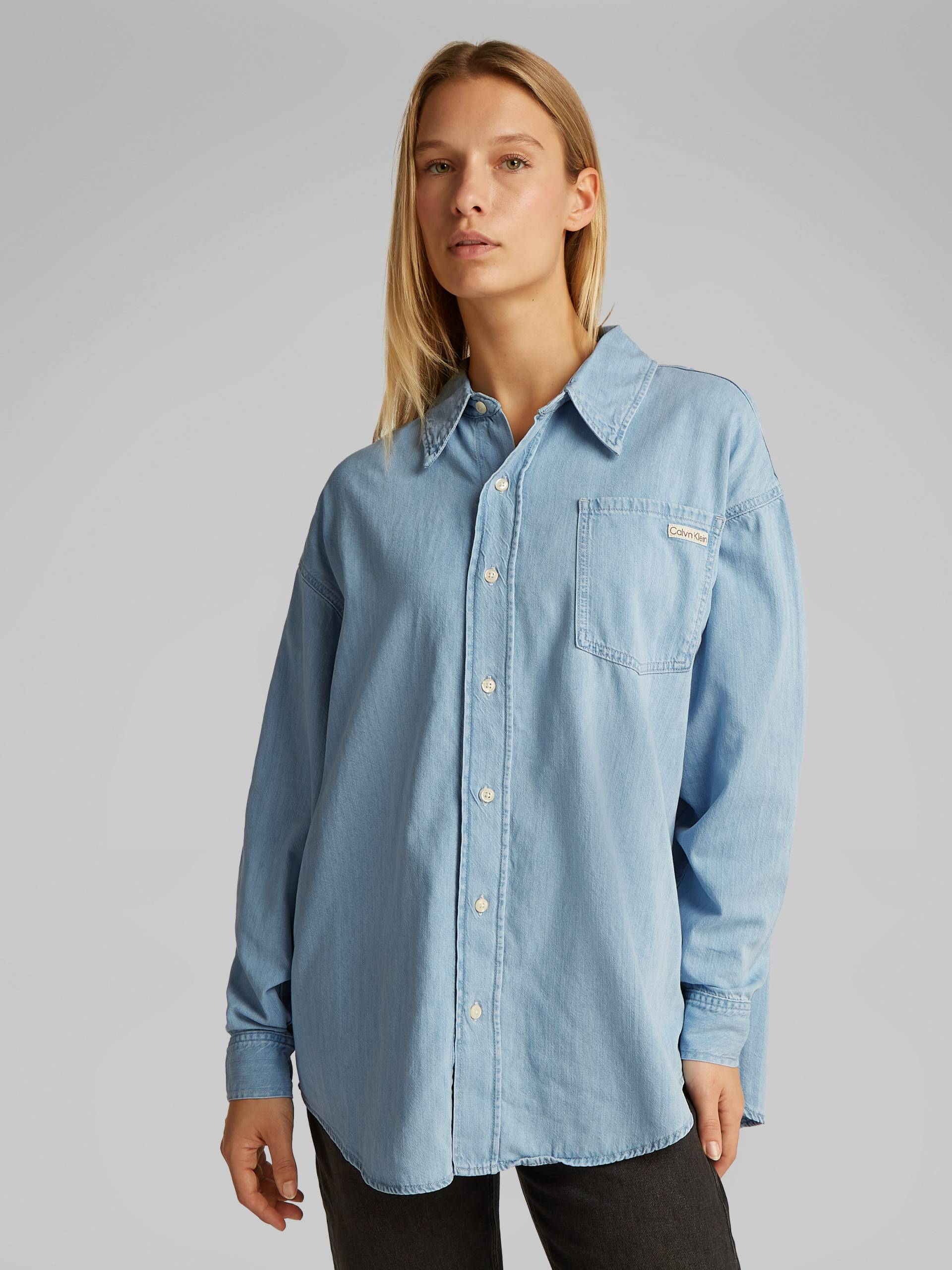 Calvin Klein Jeans Jeansbluse »OVERSIZED LS DENIM SHIRT«, mit Logostickerei von Calvin Klein Jeans