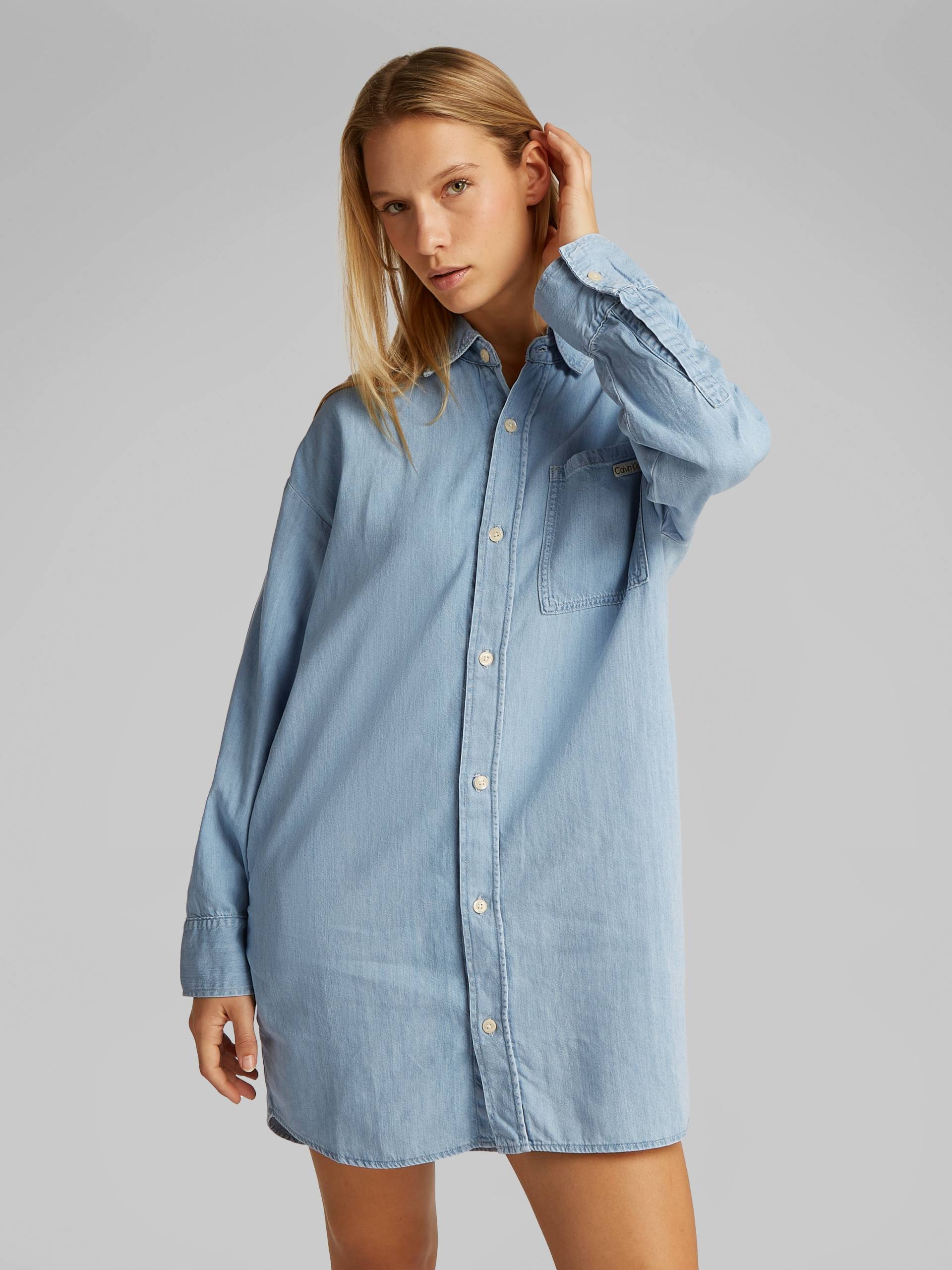 Calvin Klein Jeans Jeanskleid »TENCEL LOOSE SHIRT DENIM DRESS«, mit Logostickerei von Calvin Klein Jeans