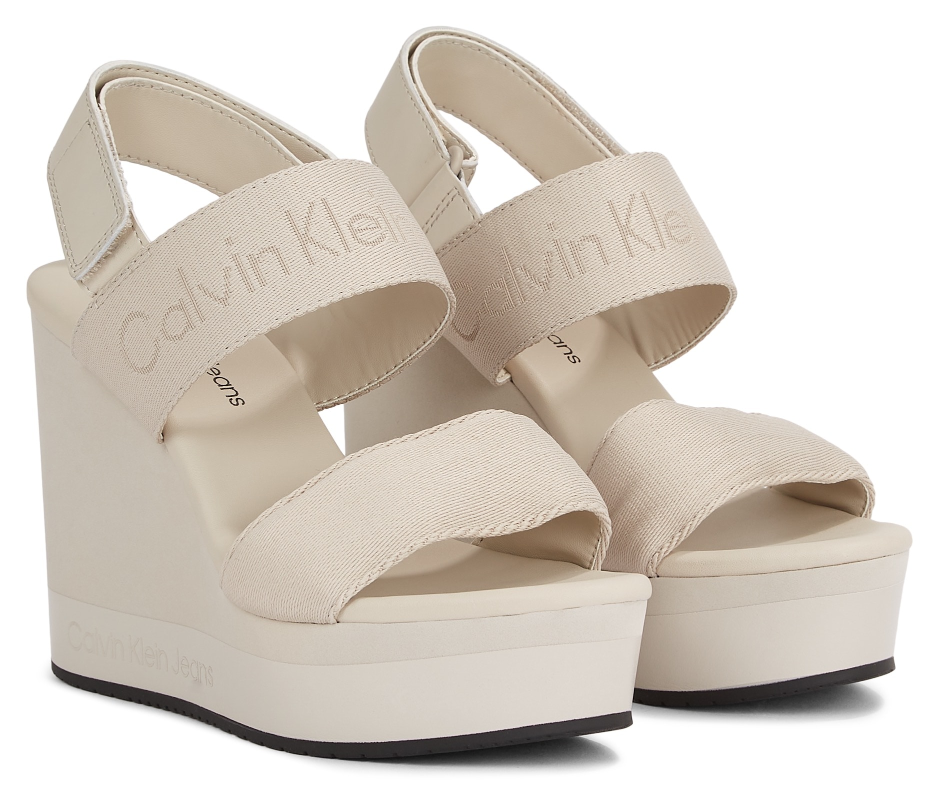 Calvin Klein Jeans Keilsandalette »WEDGE SANDAL WEBBING IN MR«, Sommerschuh, Sandale, Keilabsatz, mit Logoschriftzug von Calvin Klein Jeans