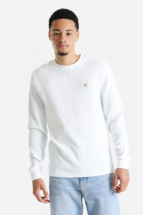 Calvin Klein Jeans Langarmshirt mit Waffelstruktur | Bright White | Herren  | L von Calvin Klein Jeans