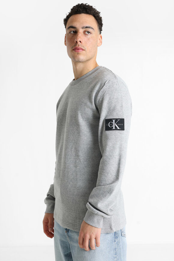 Calvin Klein Jeans Langarmshirt mit Waffelstruktur | Gray Heather | Herren  | L von Calvin Klein Jeans