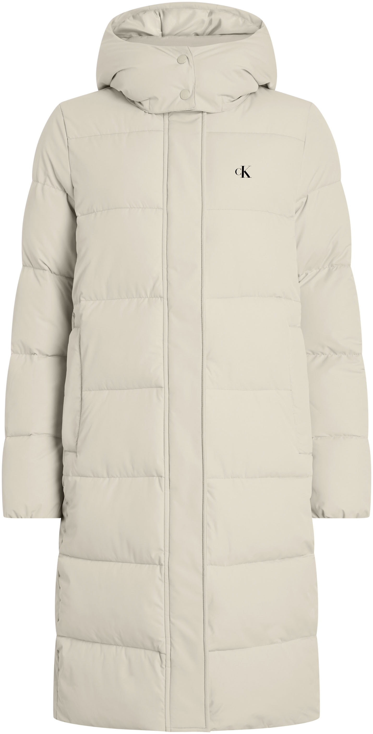 Calvin Klein Jeans Langjacke »MONOLOGO NON DOWN LONG PUFFER«, mit Kapuze, mit gedrucktem Logomarkenlabel von Calvin Klein Jeans