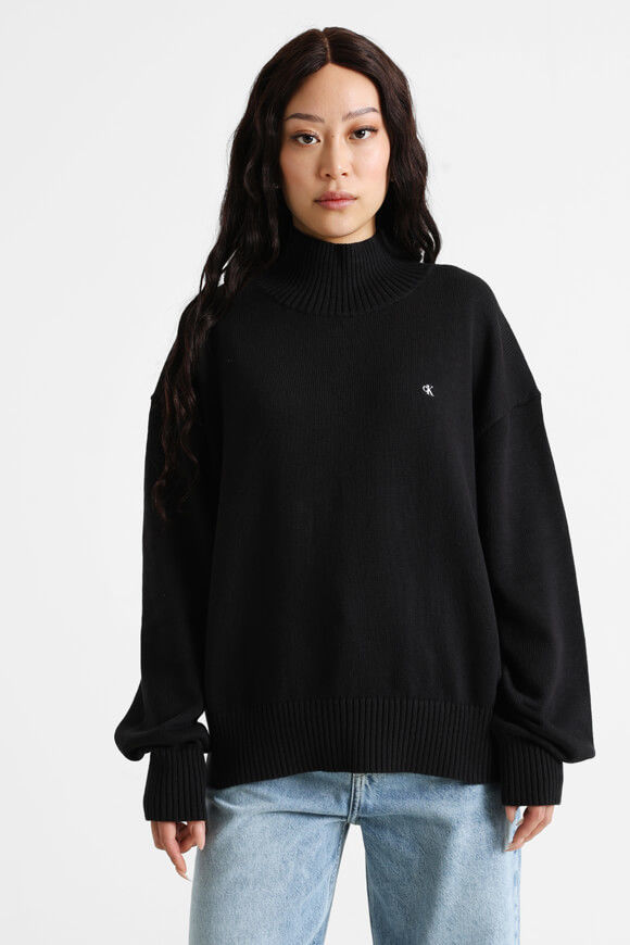 Calvin Klein Jeans Logo Embro Oversize Strickpullover | Black | Damen  | L von Calvin Klein Jeans