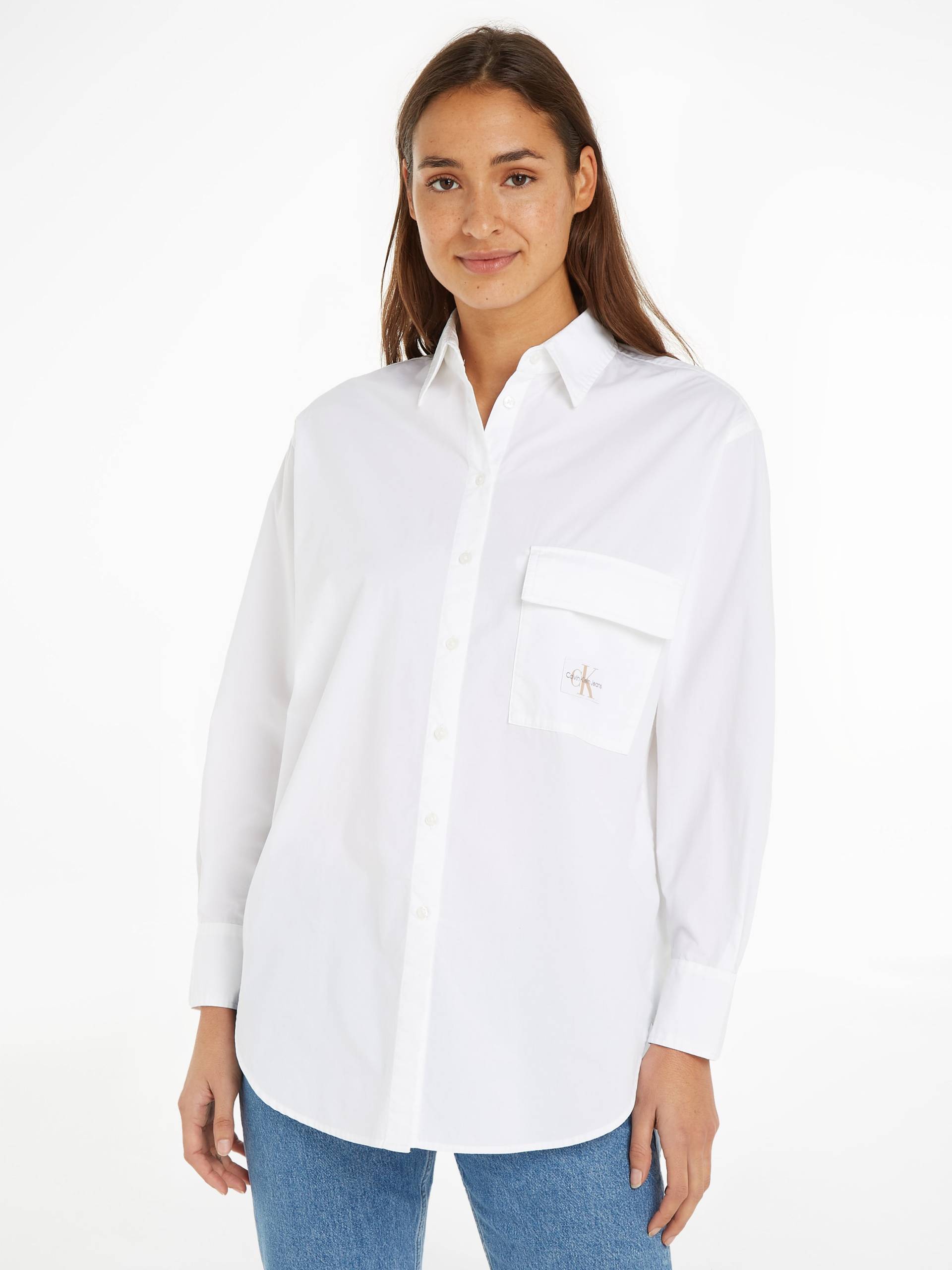 Calvin Klein Jeans Longbluse »LONG COTTON UTILITY LS SHIRT«, mit Logopatch von Calvin Klein Jeans