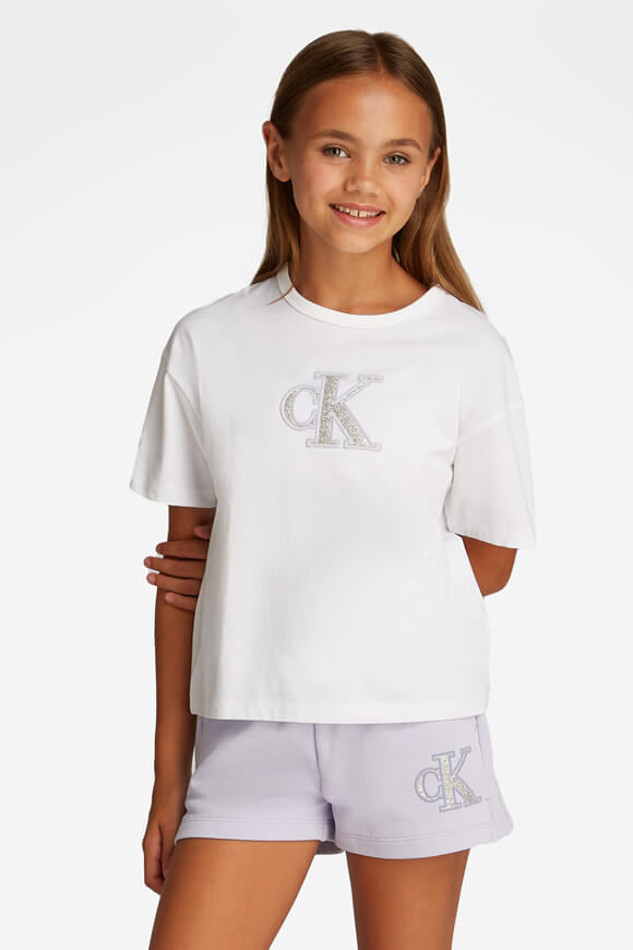 Calvin Klein Jeans Metallic CK Oversize T-Shirt | Bright White | Mädchen  | 14 von Calvin Klein Jeans