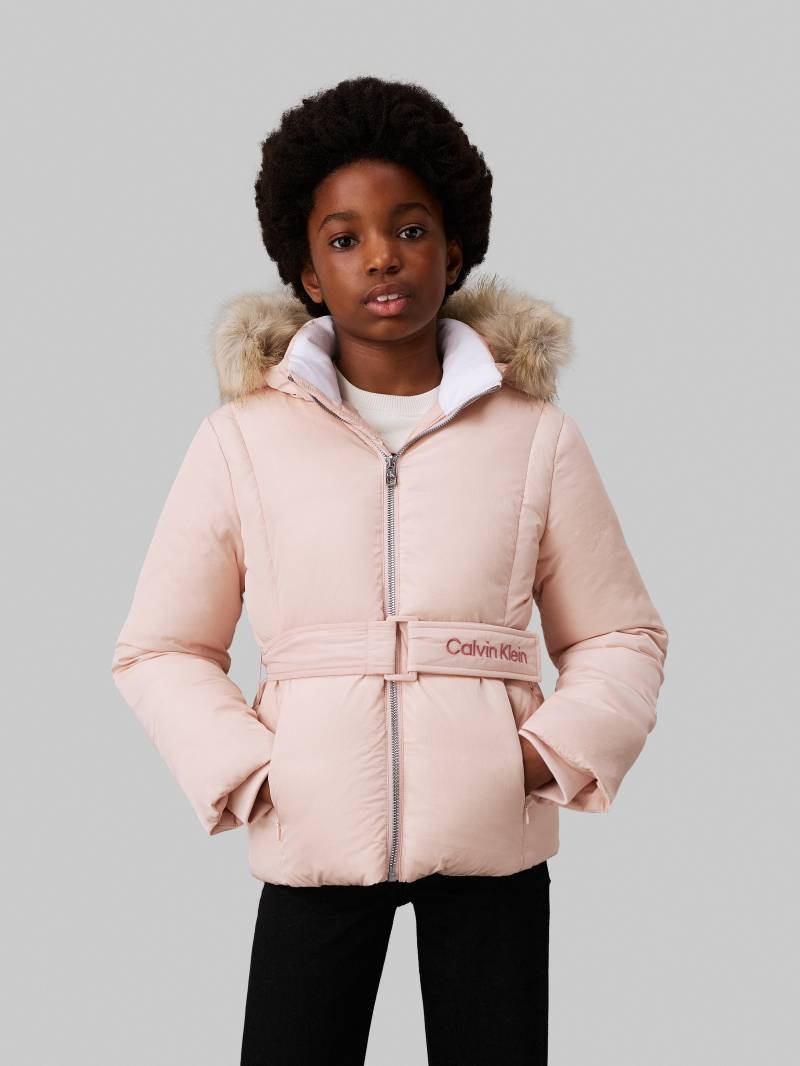 Calvin Klein Jeans Outdoorjacke »Classic Belted Fur Jacket«, mit Kapuze, für Kinder bis 16 Jahre und mit Logoschriftzug von Calvin Klein Jeans