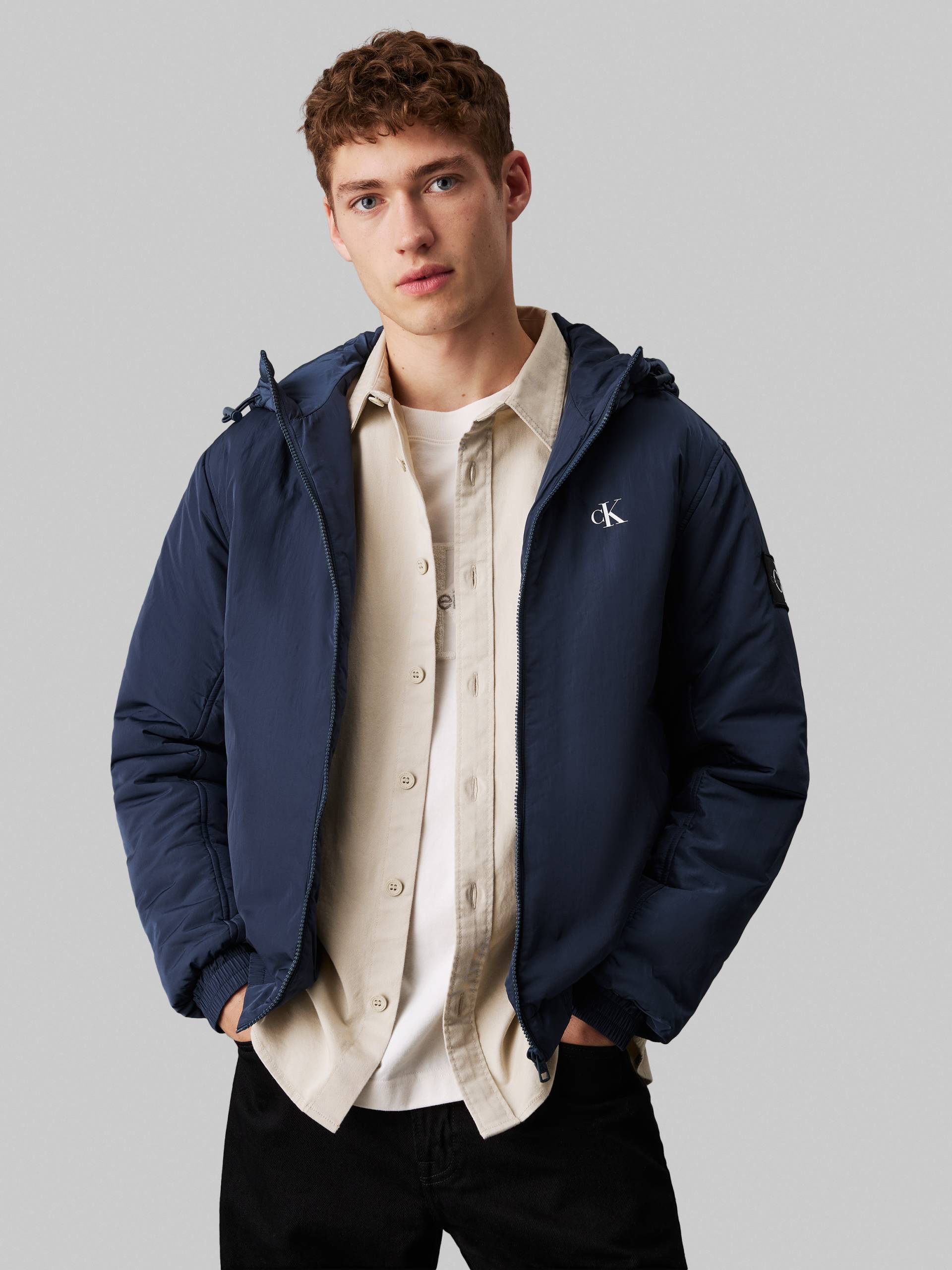 Calvin Klein Jeans Outdoorjacke »PADDED HOODED HARRINGTON«, mit Kapuze, mit Logoprägung von Calvin Klein Jeans