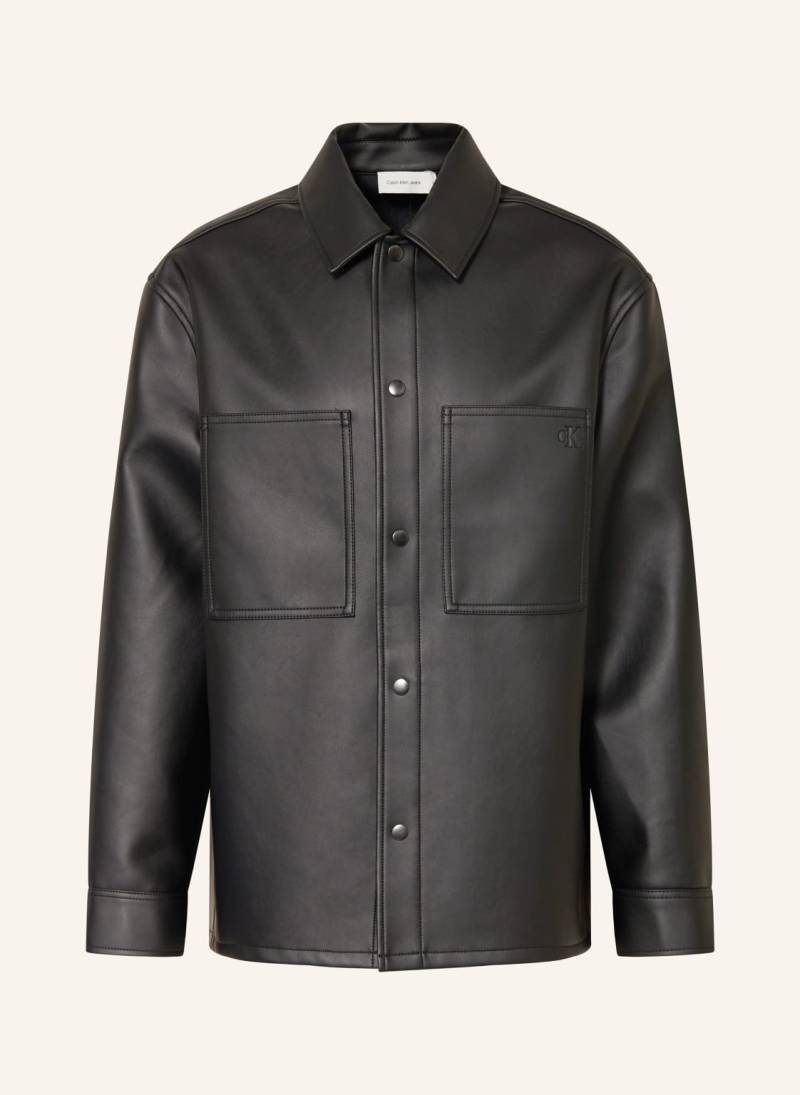 Calvin Klein Jeans Overshirt In Lederoptik schwarz von Calvin Klein Jeans