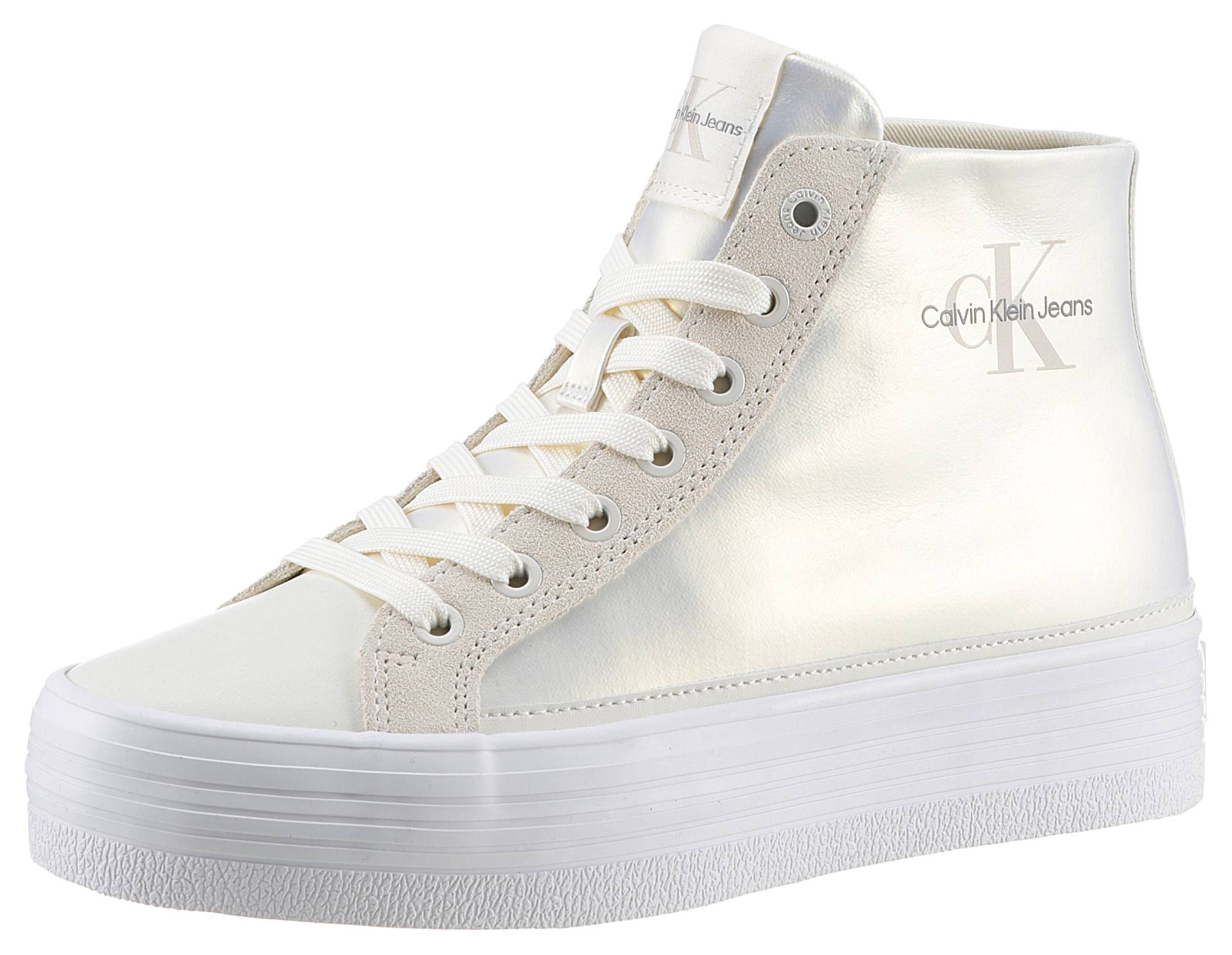 Calvin Klein Jeans Plateausneaker »BOLD VULC FLATF MID«, Freizeitschuh, High Top Sneaker, Schnürboots mit knöchelhohem Schaft von Calvin Klein Jeans