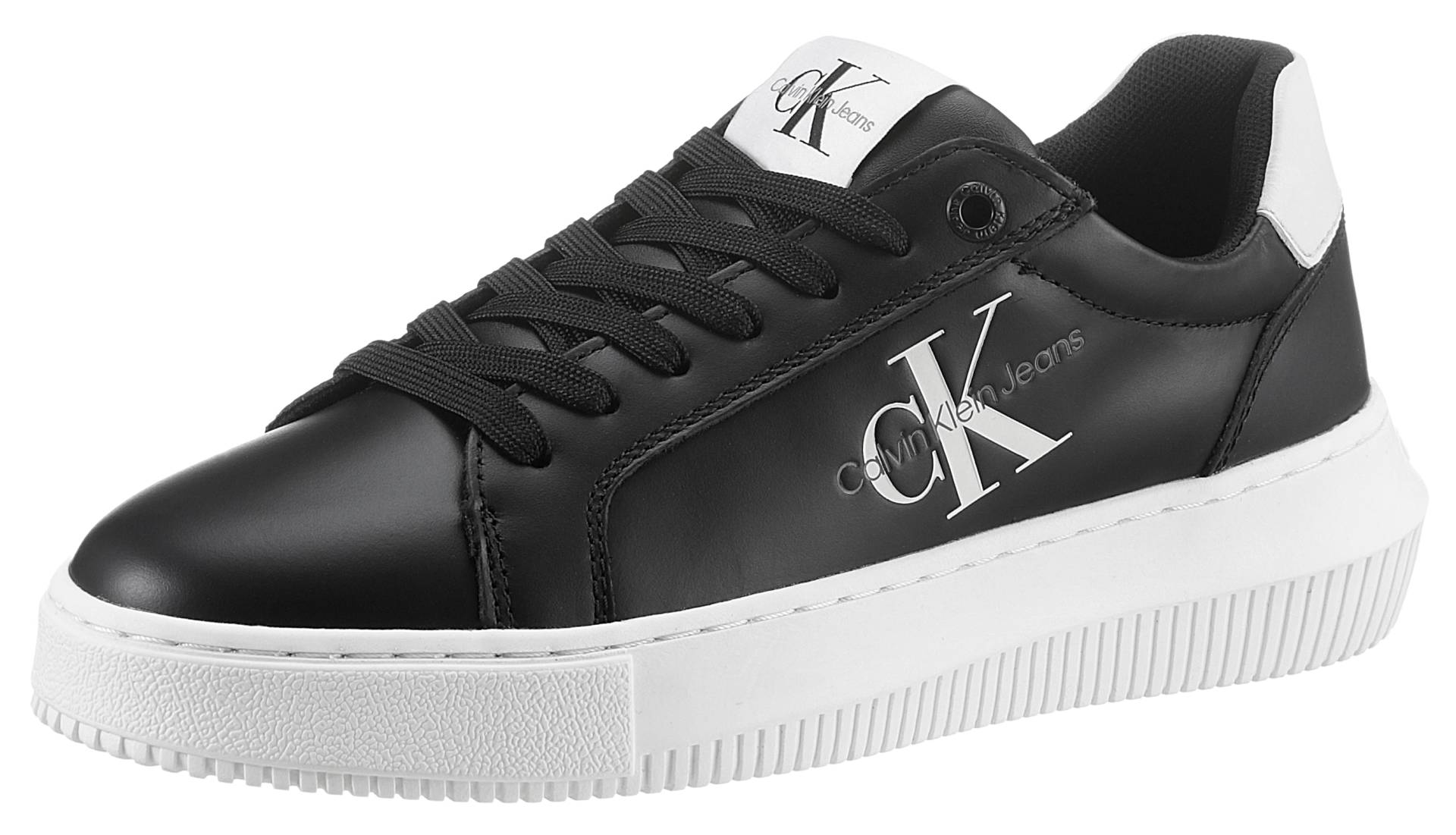 Calvin Klein Jeans Plateausneaker »CHUNKY CUPSOLE MONO LTH WN«, Freizeitschuh, Halbschuh, Schnürschuh mit CK-Schriftzug an der Seite von Calvin Klein Jeans