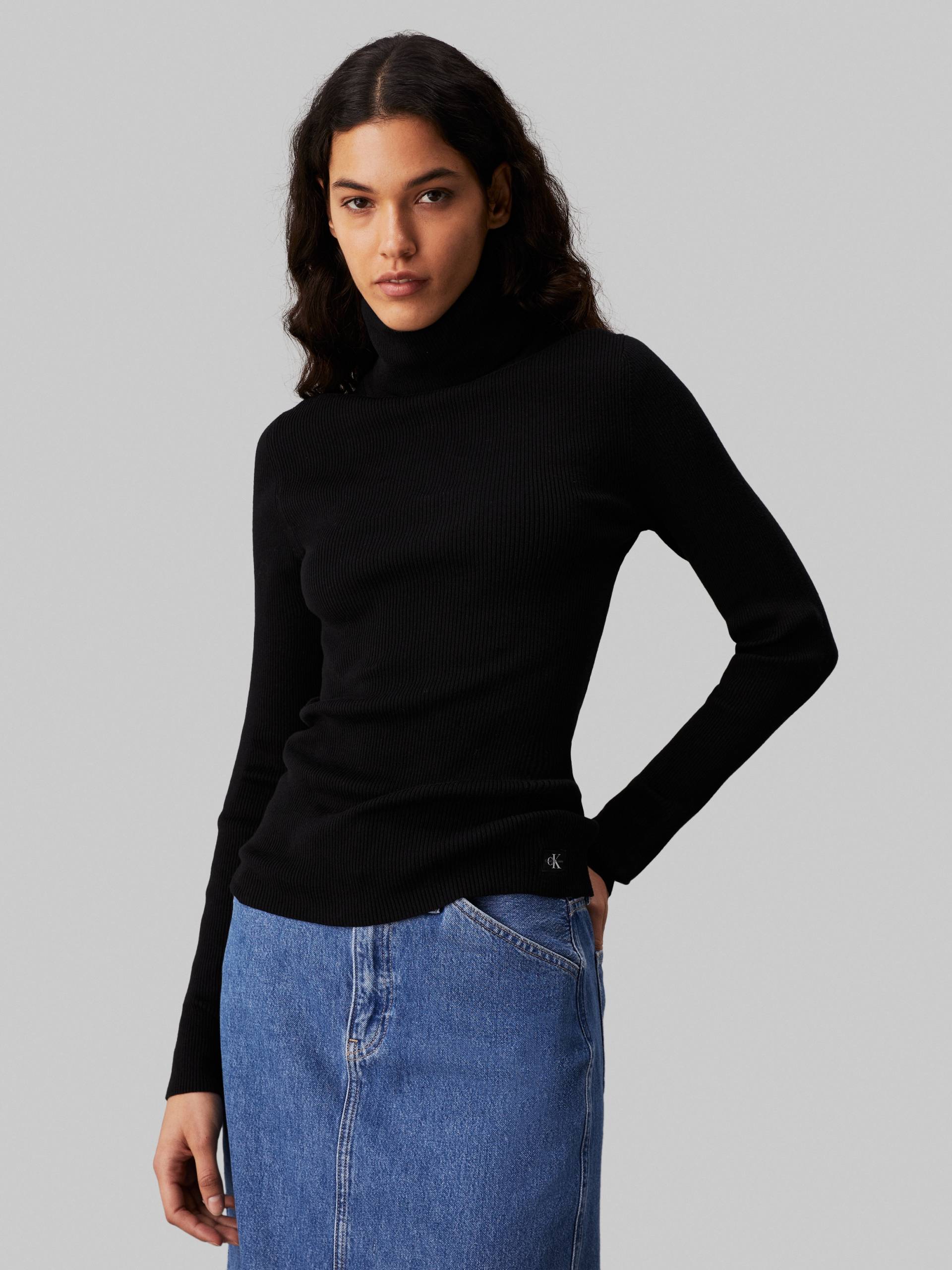 Calvin Klein Jeans Rollkragenpullover »WOVEN LABEL ROLL NECK SWEATER«, mit Logopatch von Calvin Klein Jeans