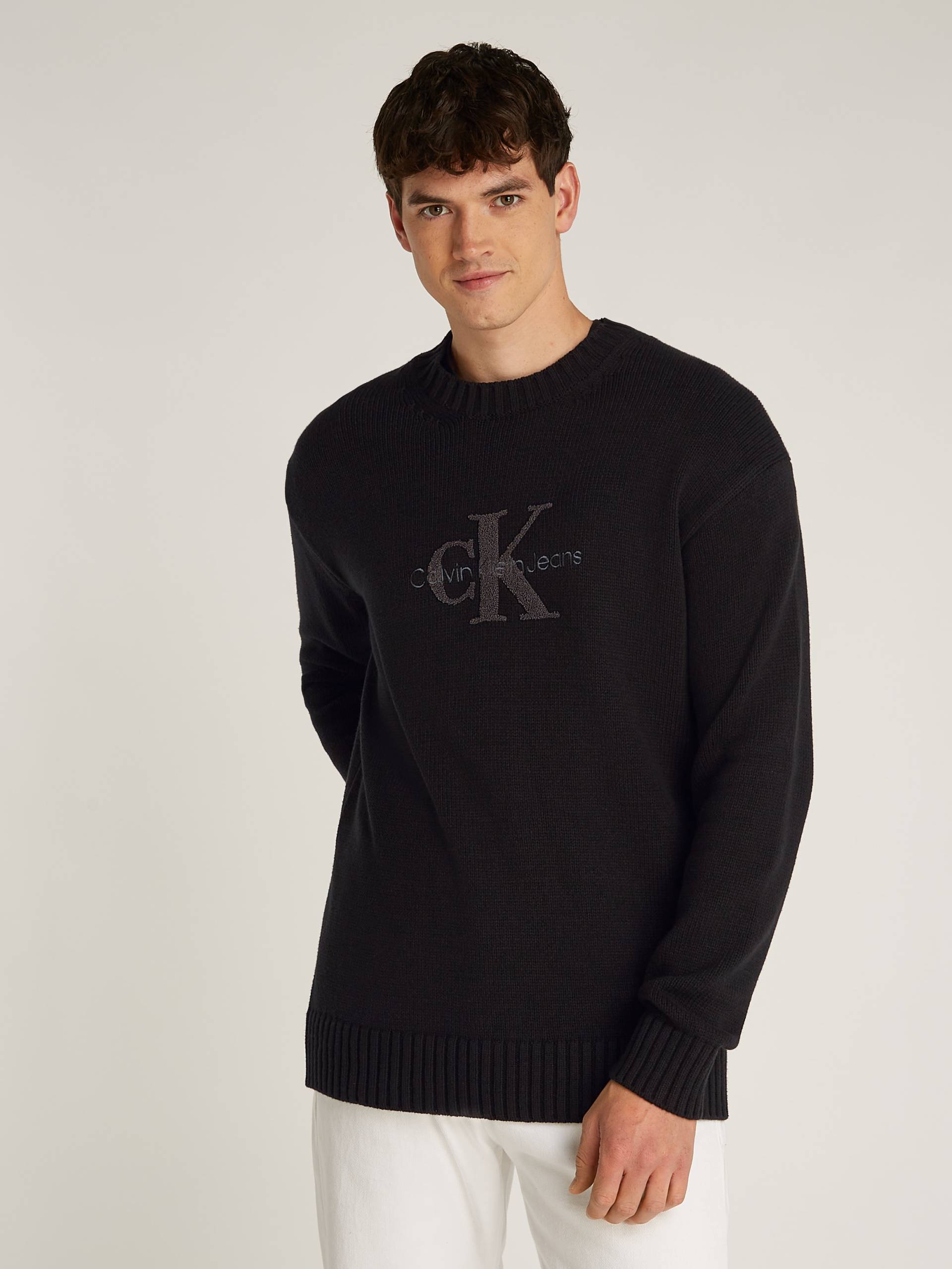 Calvin Klein Jeans Rundhalspullover »CHENILLE MONOLOGO SWEATER«, mit Logostickerei von Calvin Klein Jeans