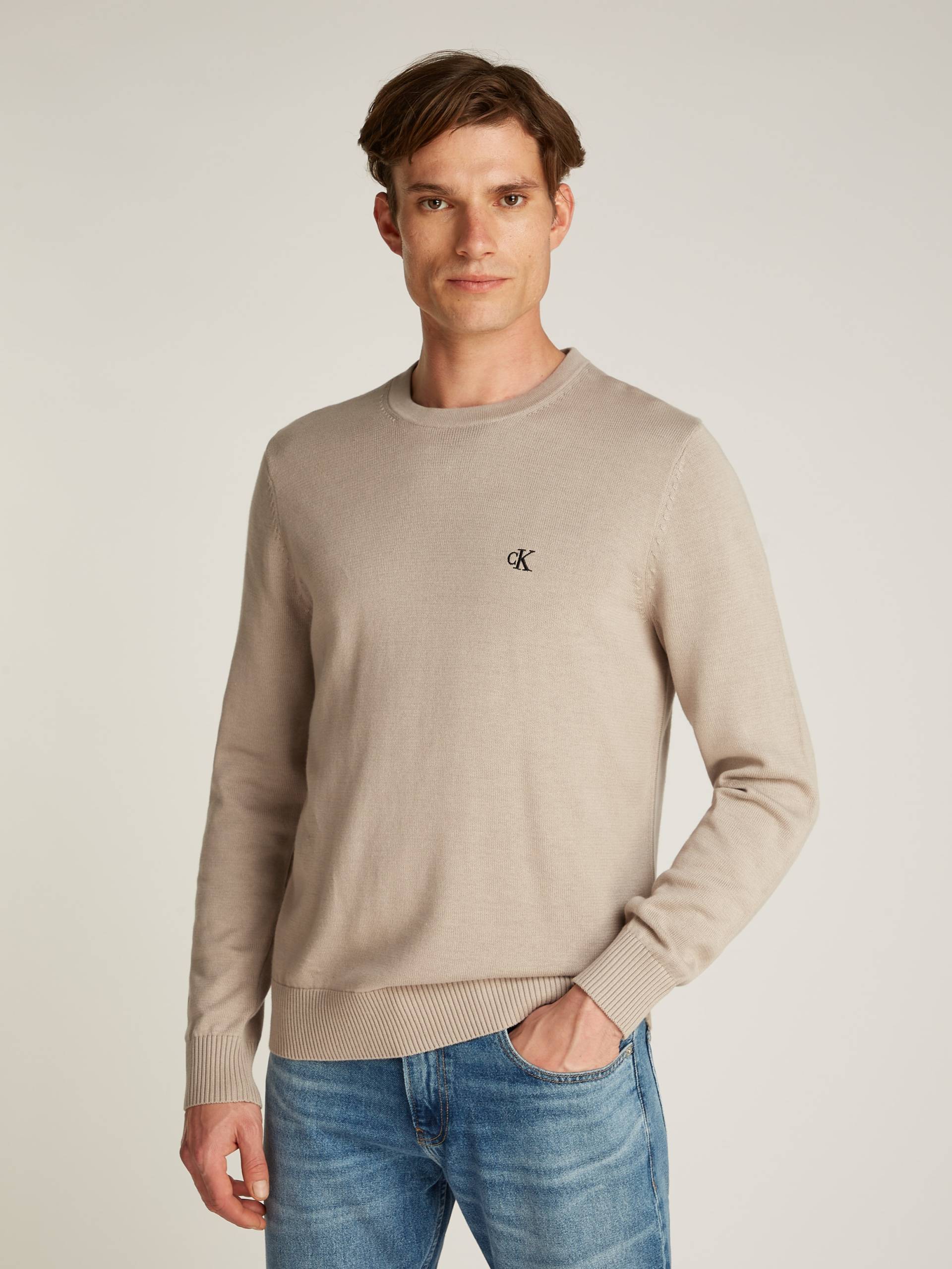 Calvin Klein Jeans Rundhalspullover »MODERN CREW NECK SWEATER«, Logodruck, Rundhals von Calvin Klein Jeans