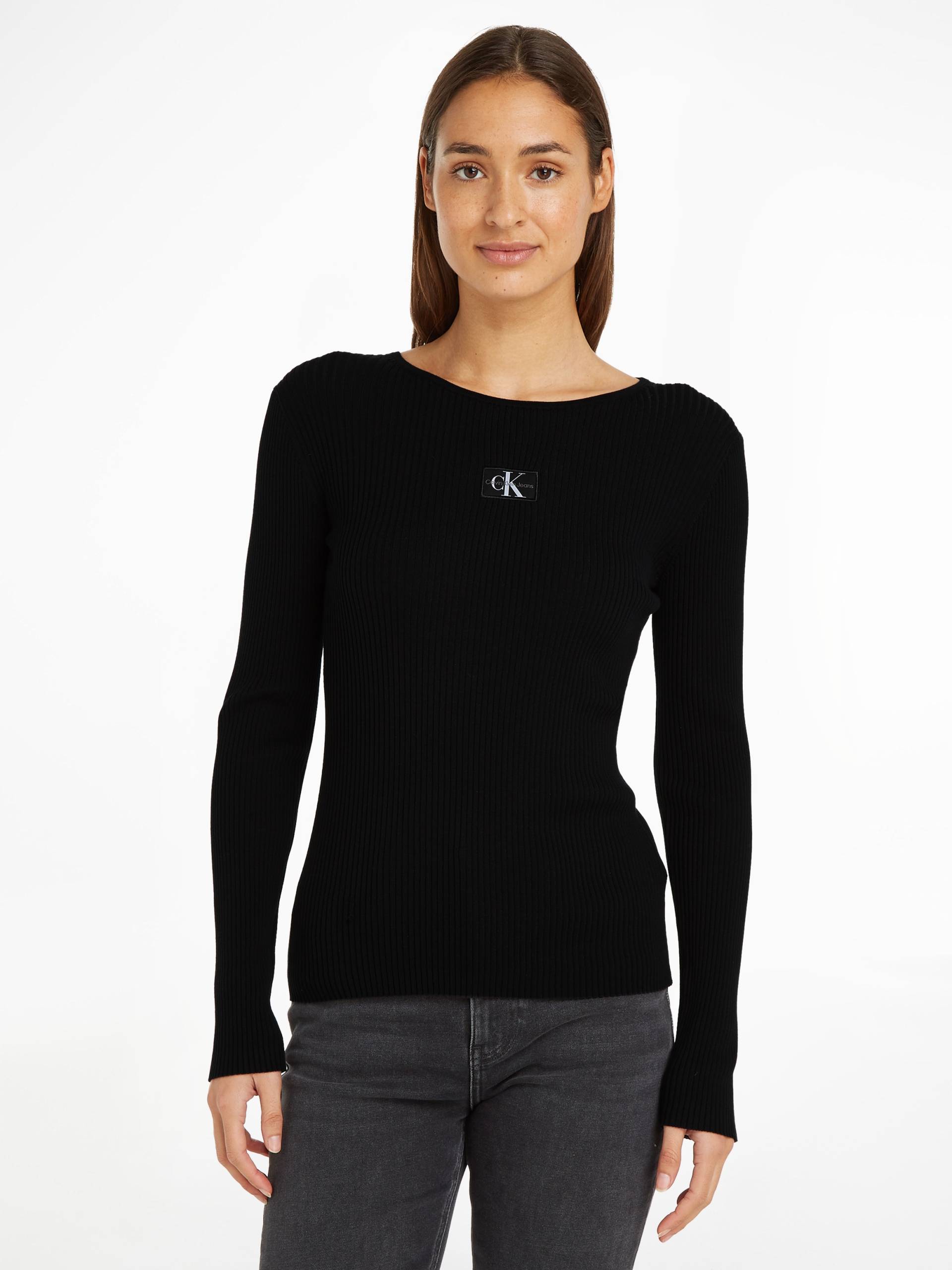 Calvin Klein Jeans Rundhalspullover »WOVEN LABEL TIGHT SWEATER«, mit Logopatch von Calvin Klein Jeans