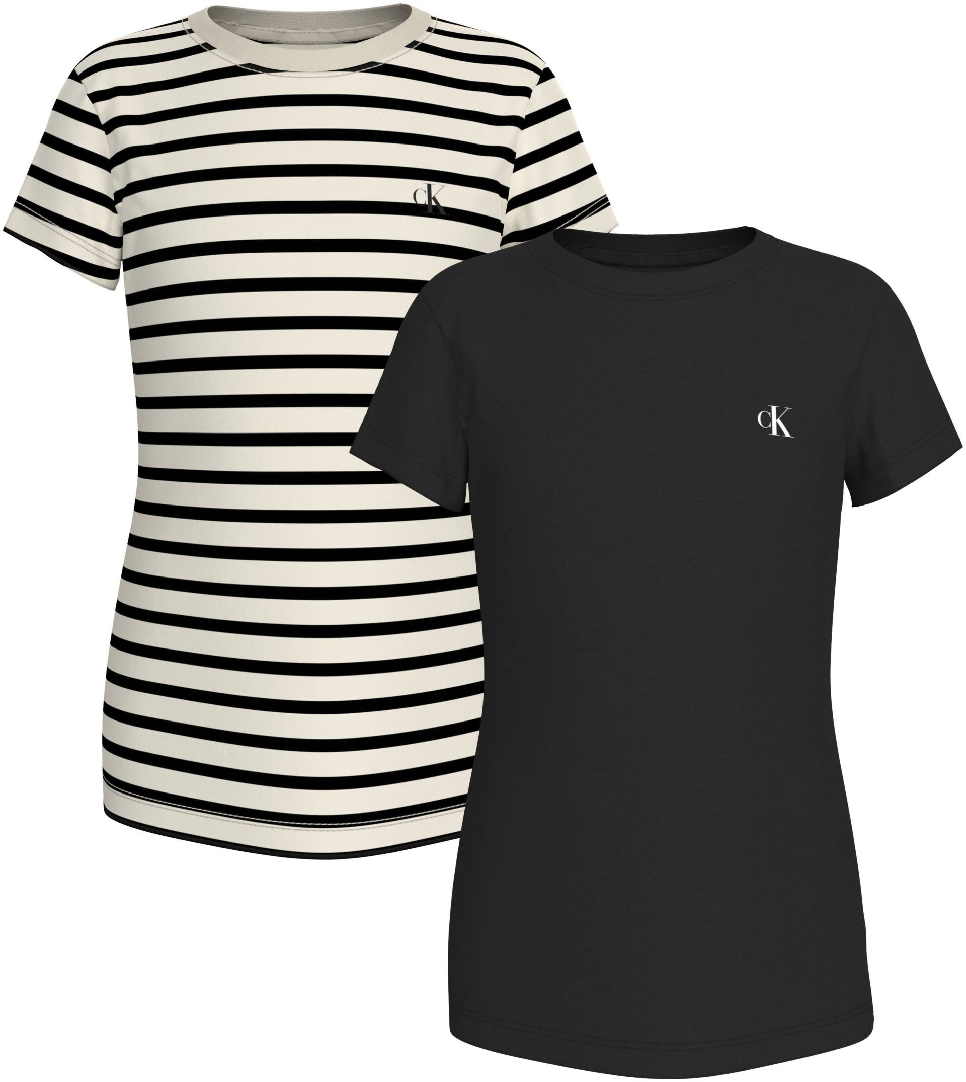 Calvin Klein Jeans Rundhalsshirt »2 PACK STRIPE SLIM SS T-SHIRT«, für Kinder bis 16 Jahre mit Logoschriftzug von Calvin Klein Jeans