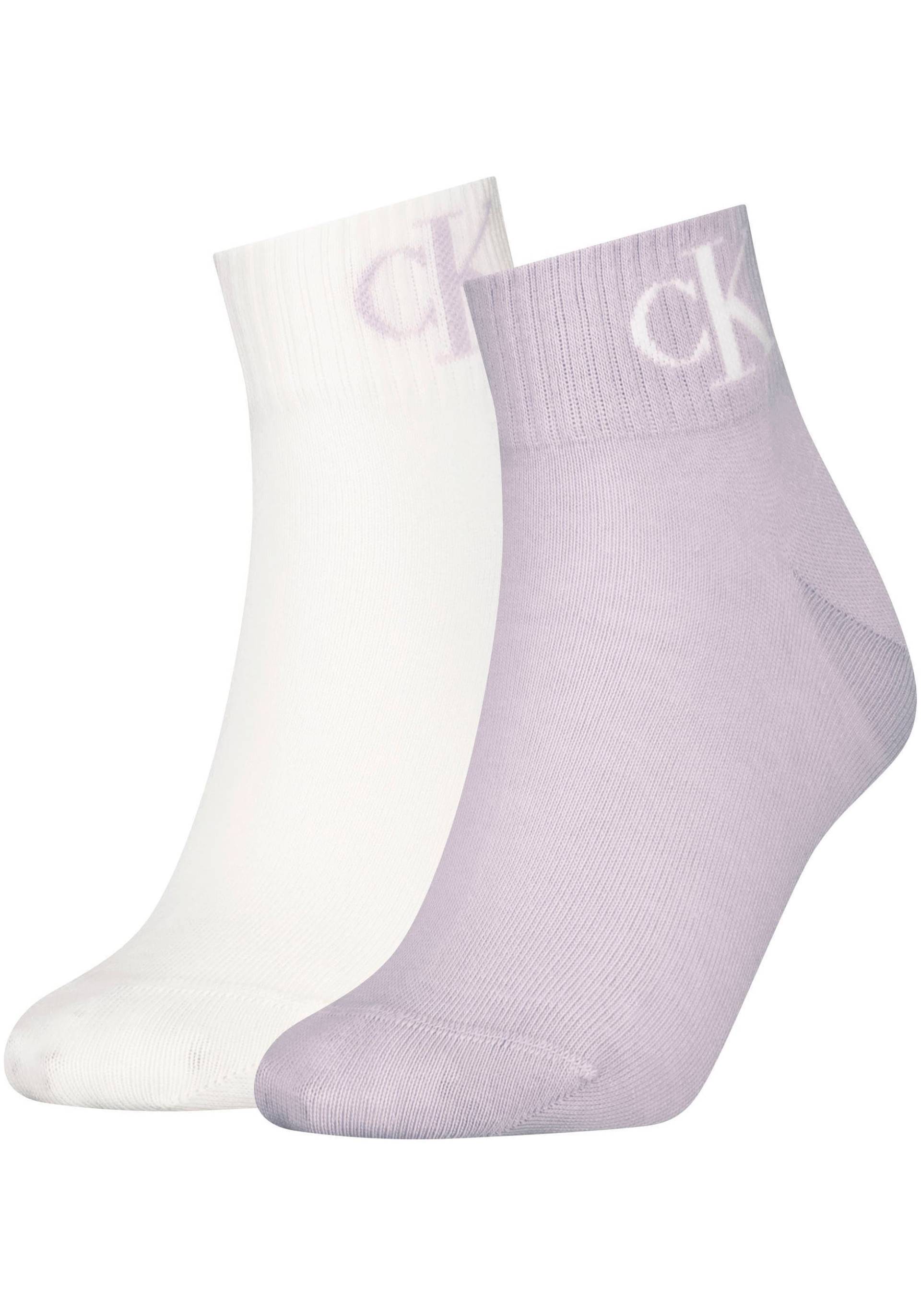 Calvin Klein Jeans Kurzsocken »CKJ WOMEN QUARTER 2P MONOGRAM«, (2 Paar, 2 Paar), mit Logostickerei von Calvin Klein Jeans