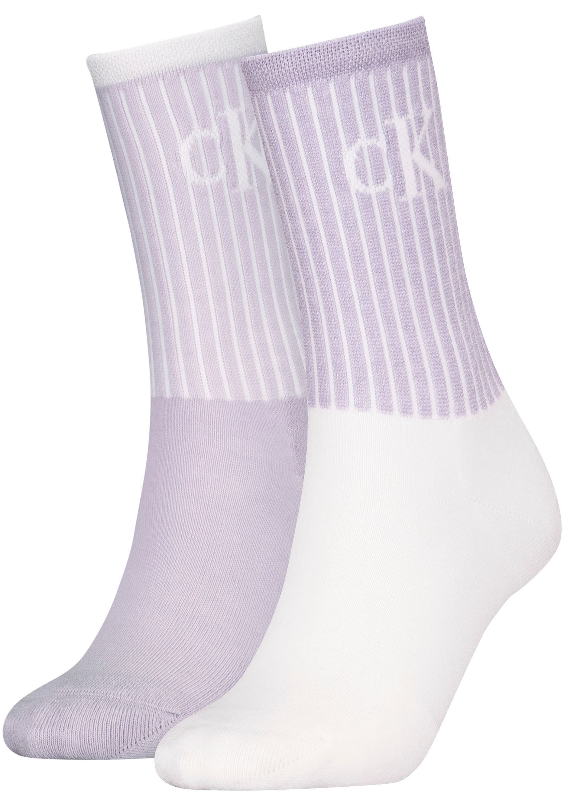 Calvin Klein Jeans Socken »CKJ WOMEN SOCK 2P GLOSSY RIB«, (2 Paar, 2 Paar), mit Logostickerei von Calvin Klein Jeans