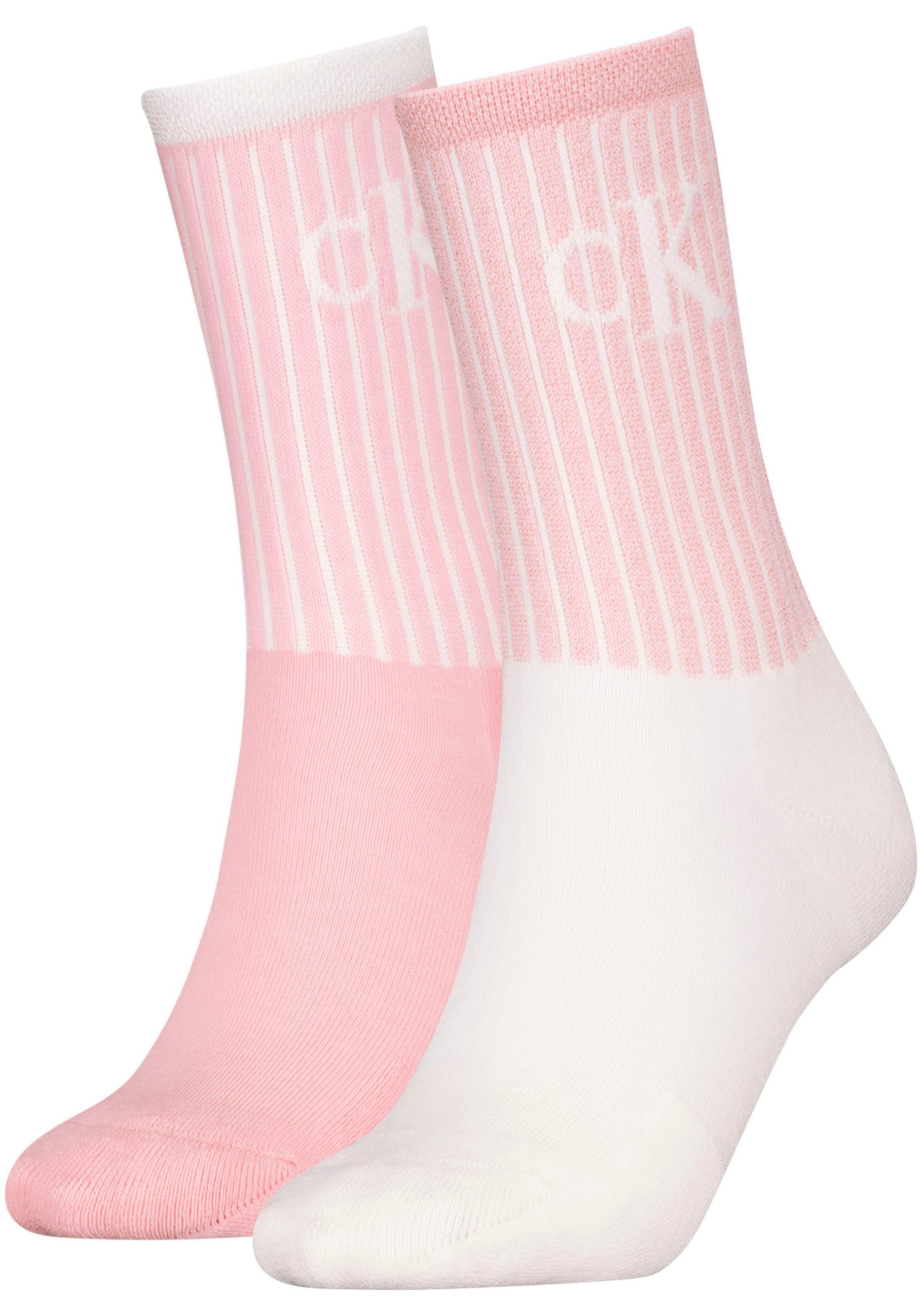 Calvin Klein Jeans Socken »CKJ WOMEN SOCK 2P GLOSSY RIB«, (2 Paar, 2 Paar), mit Logostickerei von Calvin Klein Jeans