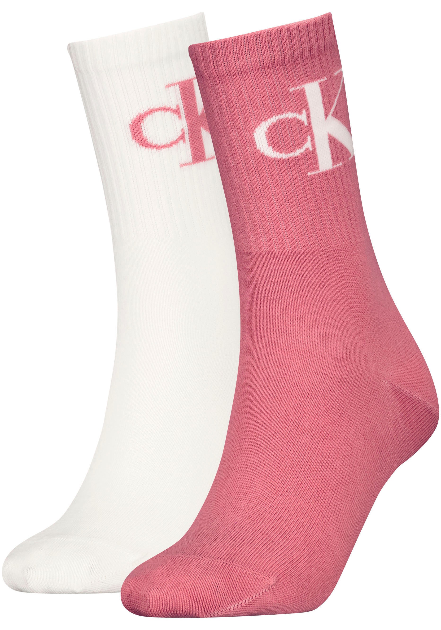 Calvin Klein Jeans Socken »CKJ WOMEN SOCK 2P MONOGRAM«, (2 Paar, 2 Paar), mit Logostickerei von Calvin Klein Jeans