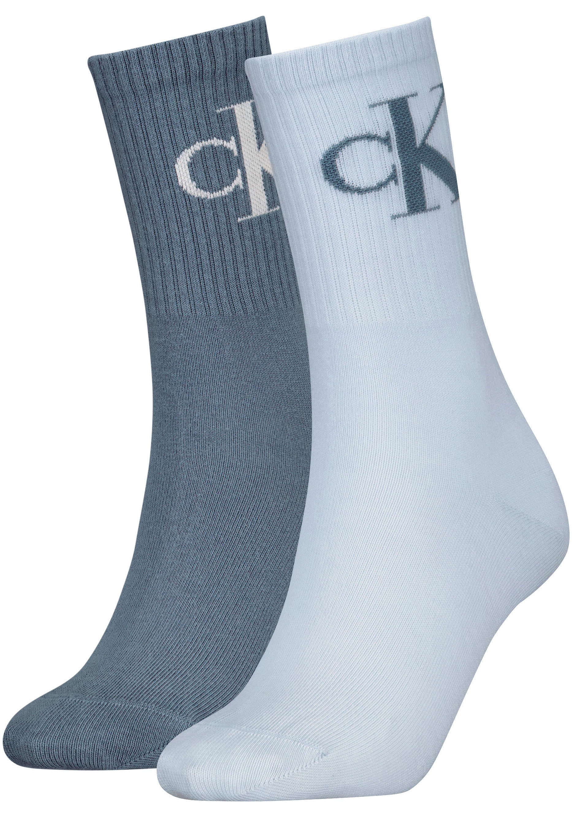 Calvin Klein Jeans Socken »CKJ WOMEN SOCK 2P MONOGRAM«, (2 Paar, 2 Paar), mit Logostickerei von Calvin Klein Jeans