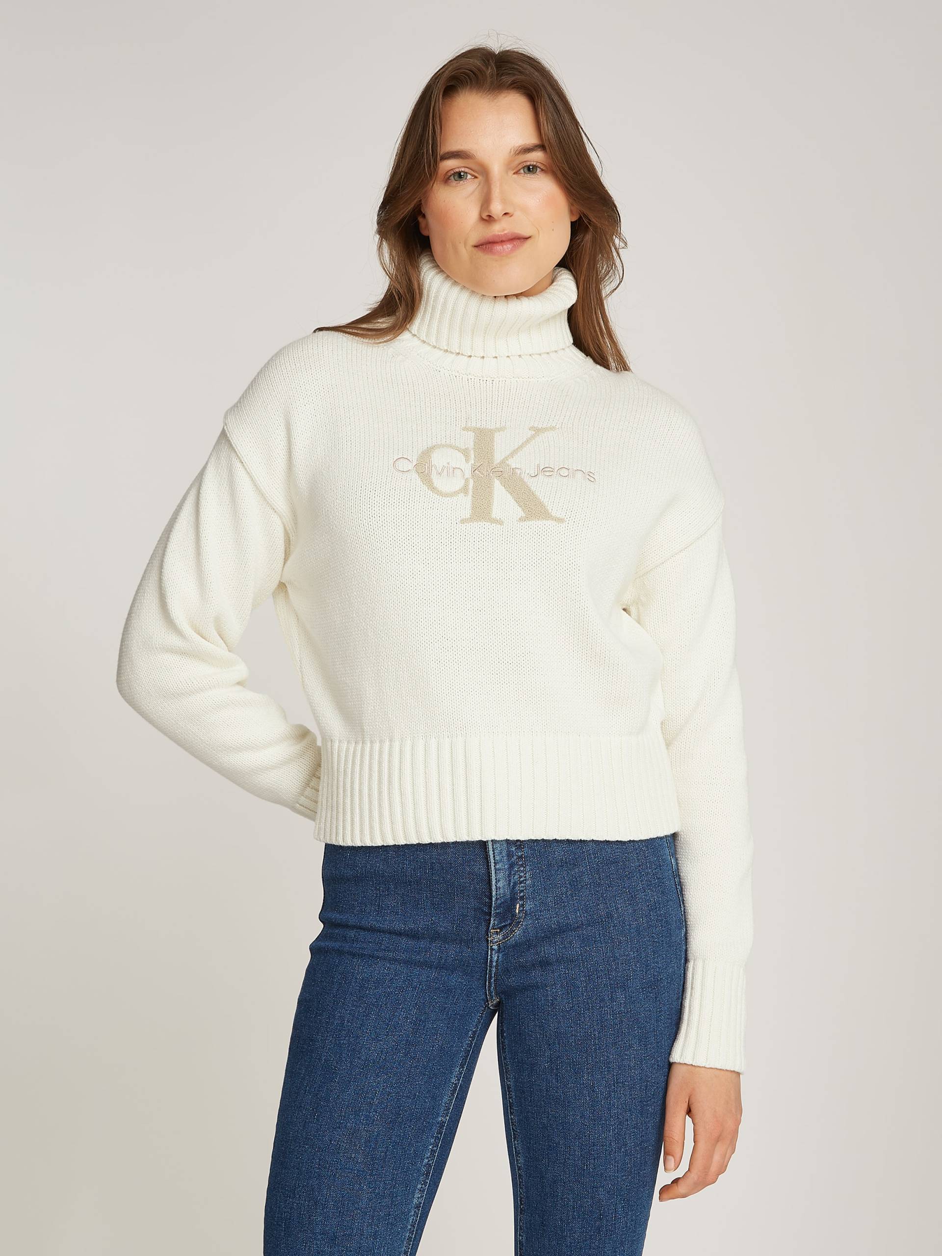 Calvin Klein Jeans Stehkragenpullover »CHENILLE MONOLOGO SWEATER«, mit Logostickerei von Calvin Klein Jeans