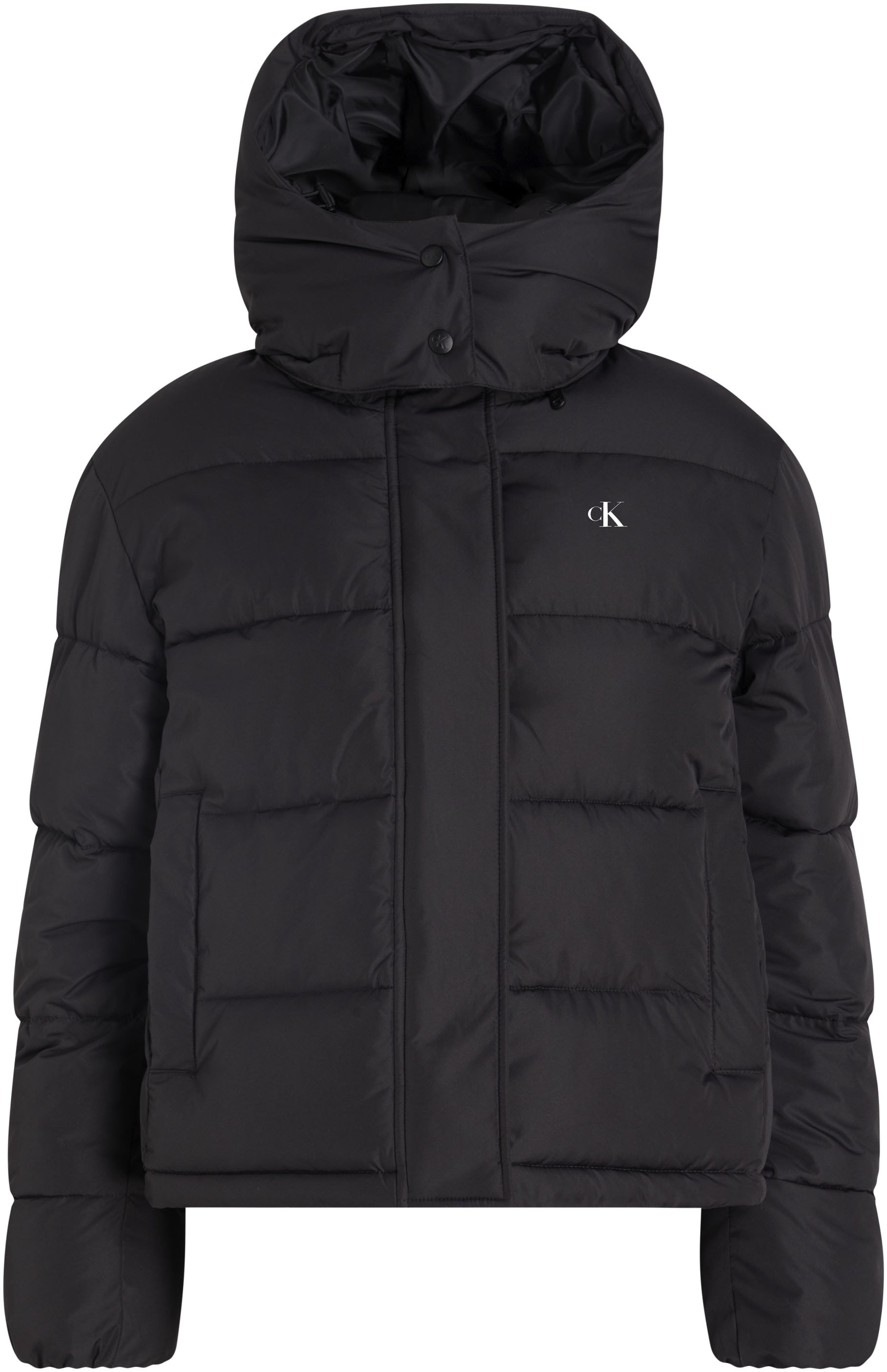 Calvin Klein Jeans Steppjacke »MATTE MONOLOGO ND SHORT PUFFER«, mit Kapuze, mit Logodruck von Calvin Klein Jeans