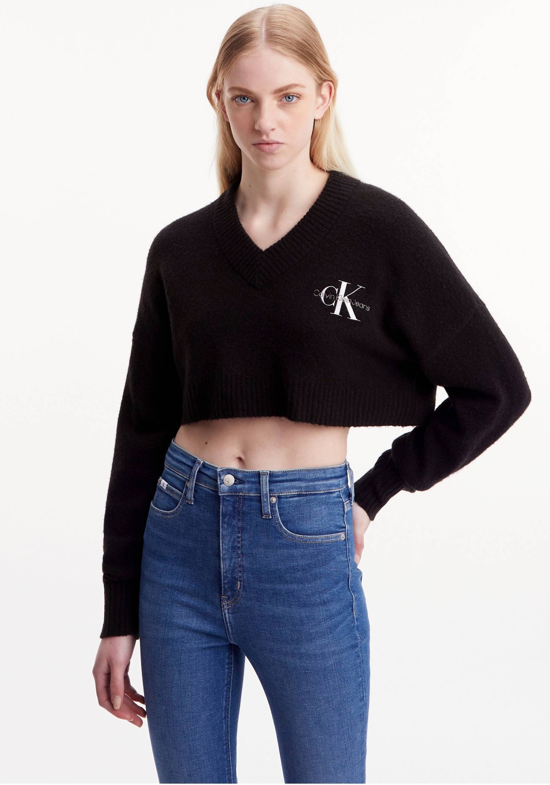 Calvin Klein Jeans Strickpullover »CROPPED V-NECK SWEATER«, mit V-Ausschnitt von Calvin Klein Jeans