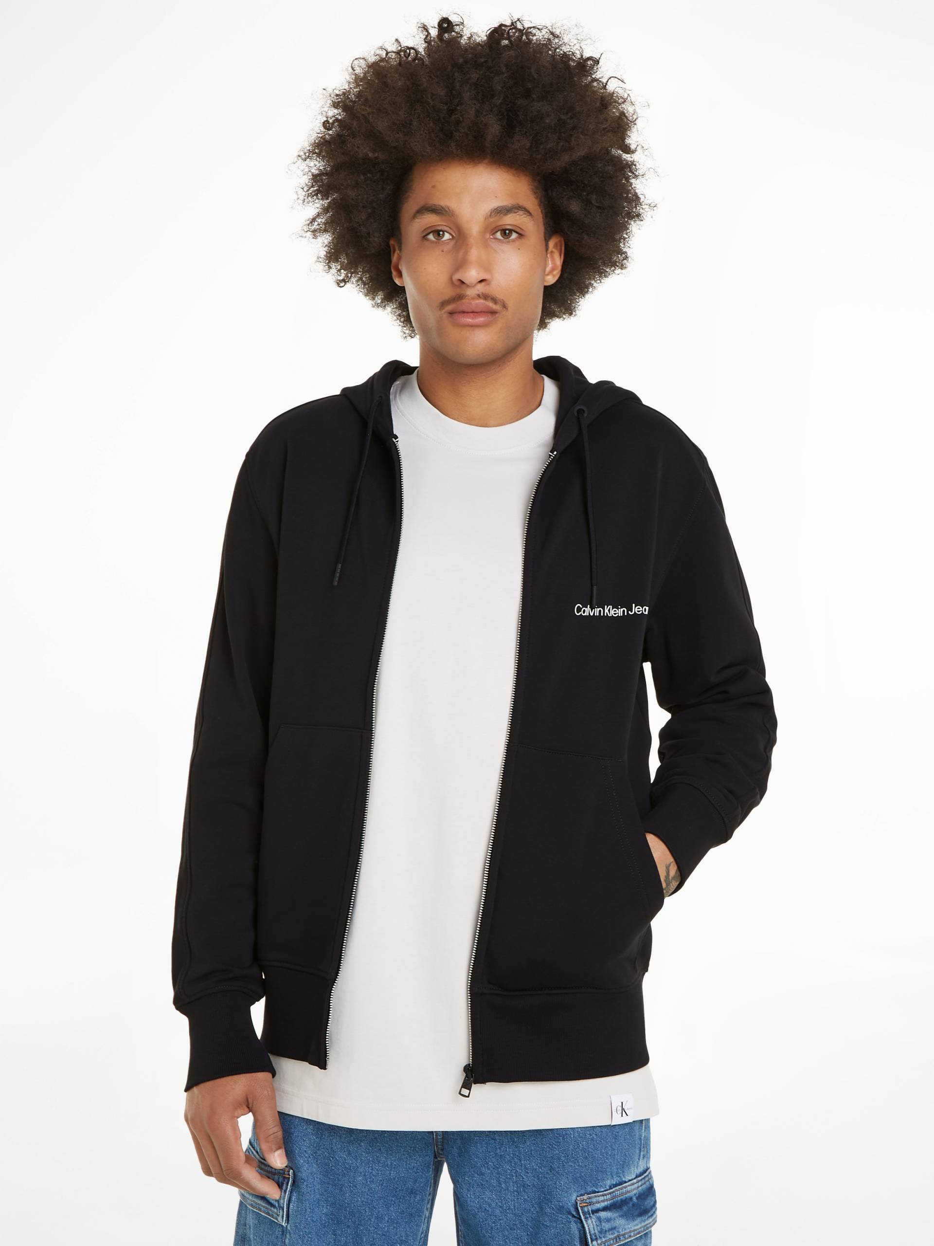 Calvin Klein Jeans Sweatshirt »INSTITUTIONAL ZIP THROUGH HOODIE«, mit Logomarkenlabel von Calvin Klein Jeans