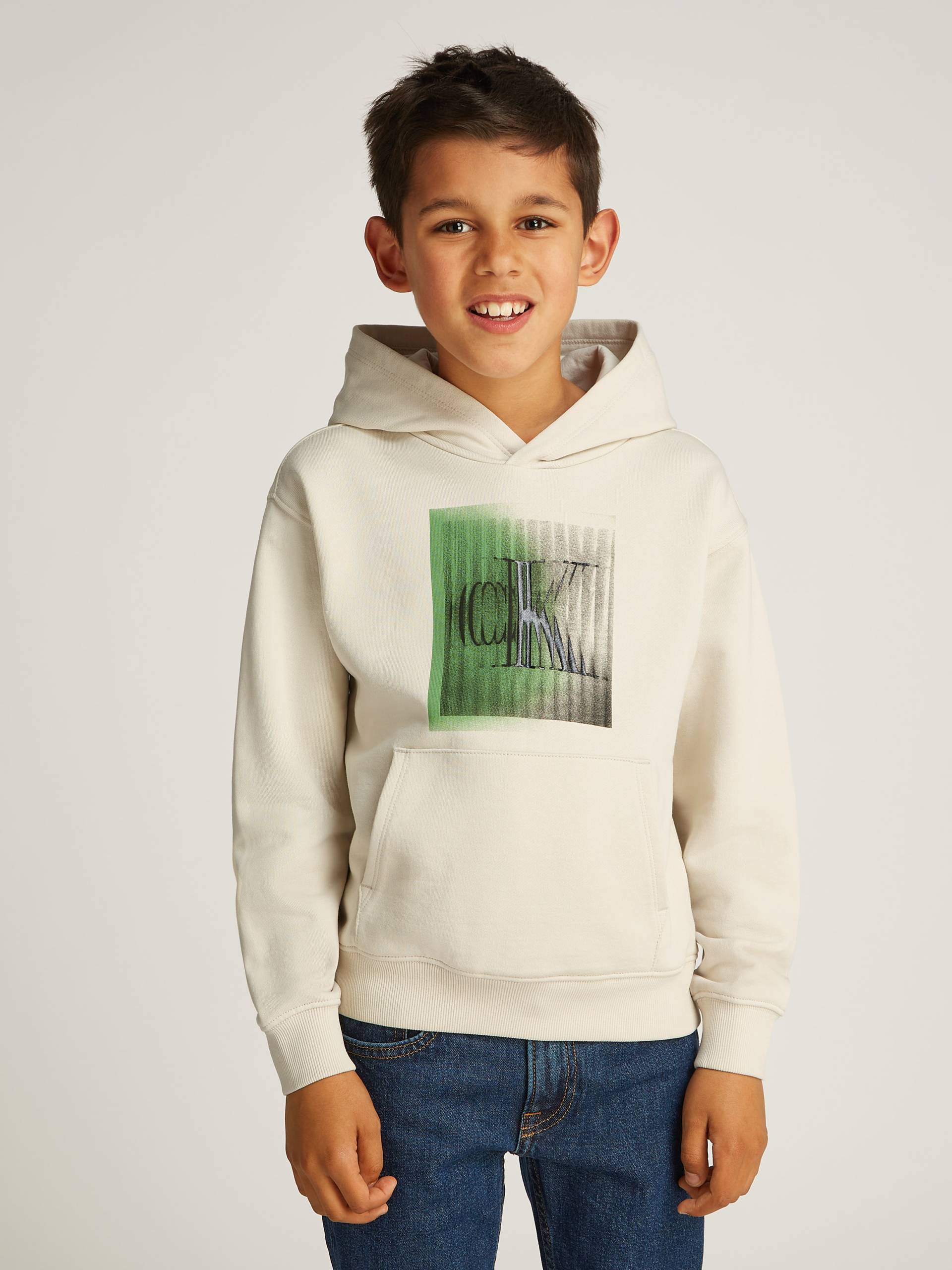 Calvin Klein Jeans Sweatshirt »LARGE SHIFTED CK HOODIE«, für Kinder bis 16 Jahre mit Logoprägung von Calvin Klein Jeans