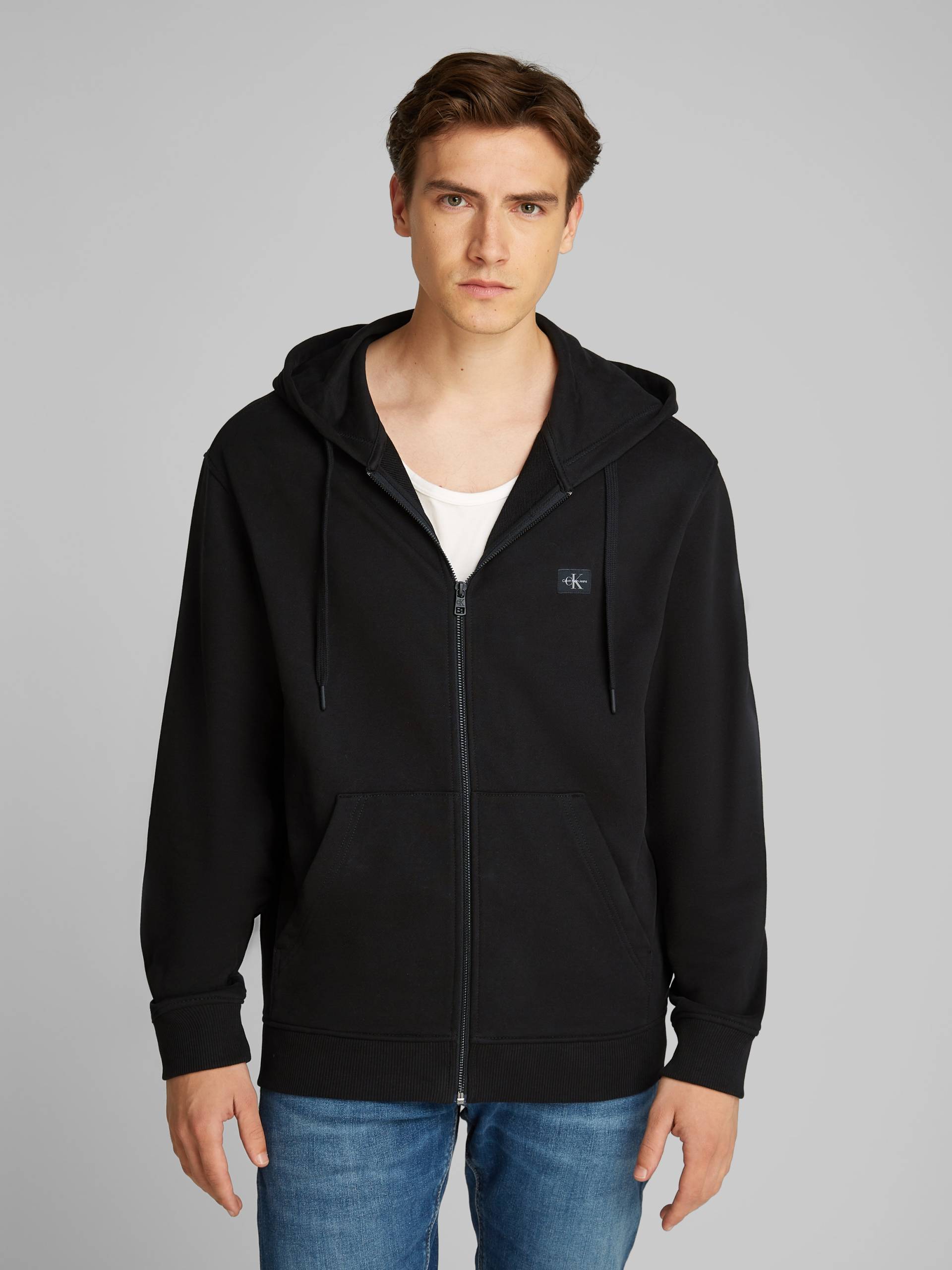 Calvin Klein Jeans Sweatjacke »WOVEN LABEL ZIP THROUGH HOODIE«, mit Logopatch von Calvin Klein Jeans