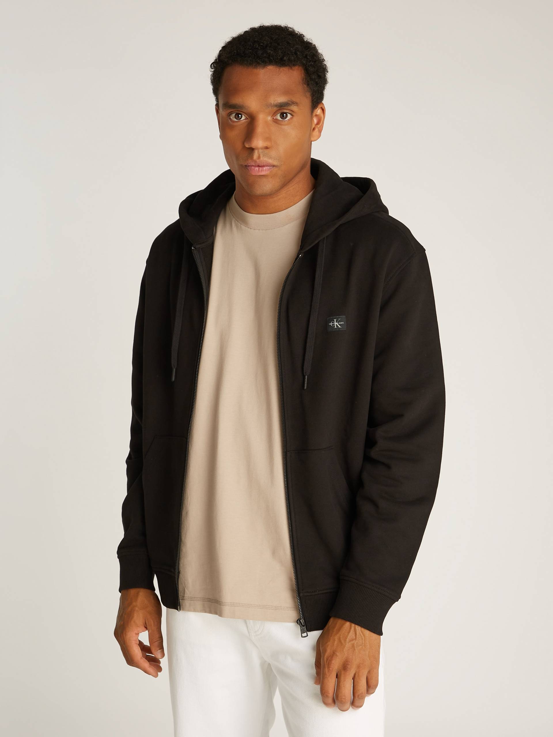 Calvin Klein Jeans Sweatjacke »WOVEN LABEL ZIP THROUGH HOODIE«, mit Logopatch von Calvin Klein Jeans