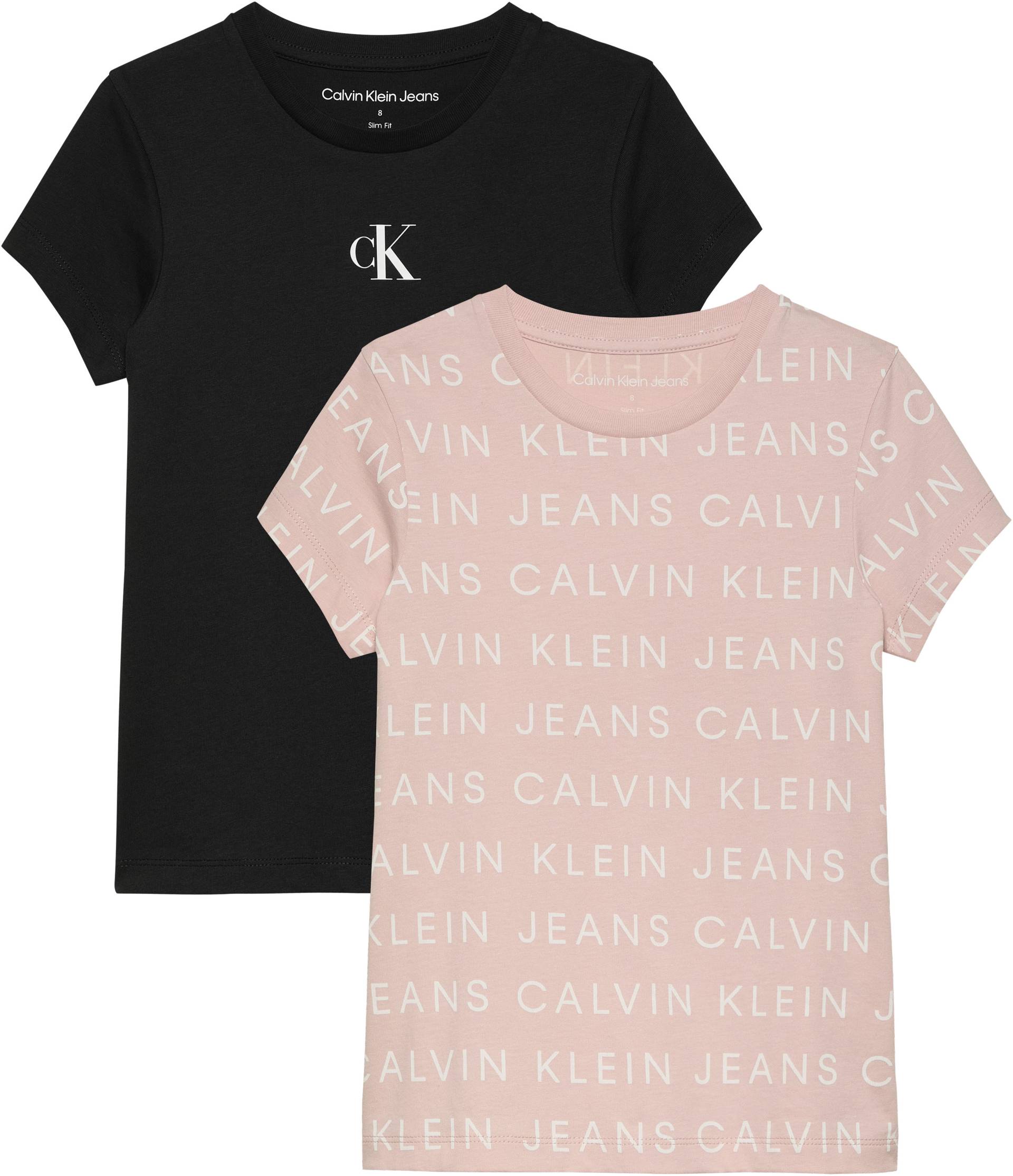 Calvin Klein Jeans T-Shirt »2 Pack Logo Aop Slim Ss T-Shirt«, für Kinder bis 16 Jahre und mit Logostickerei von Calvin Klein Jeans