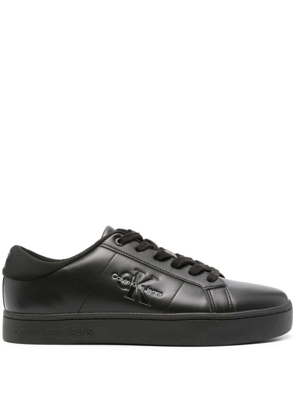 Calvin Klein Jeans debossed-logo leather sneakers - Black von Calvin Klein Jeans