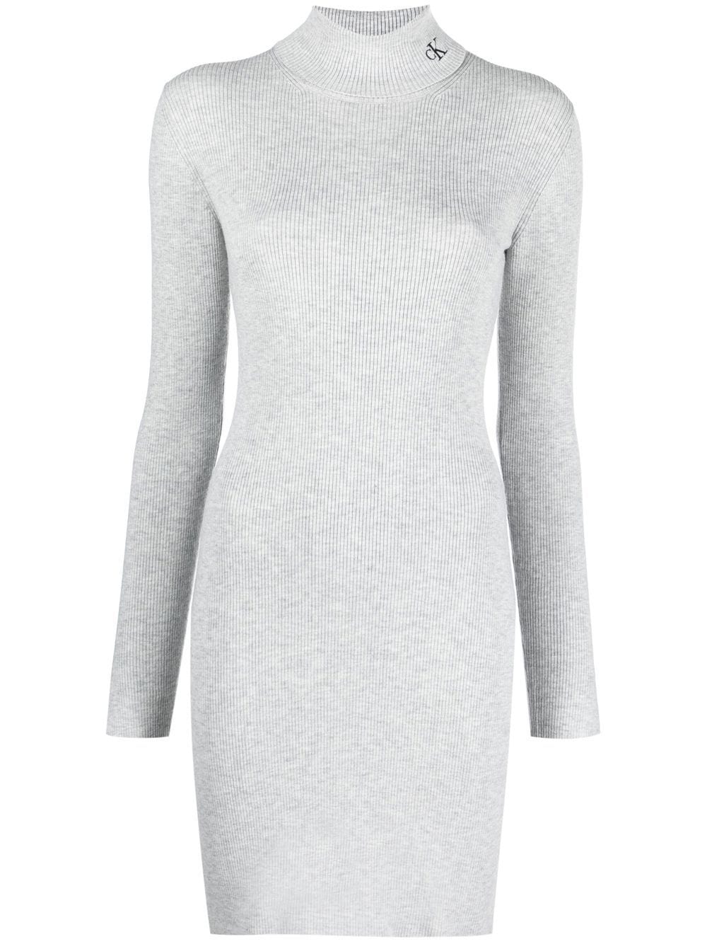 Calvin Klein Jeans embroidered-logo roll neck dress - Grey von Calvin Klein Jeans