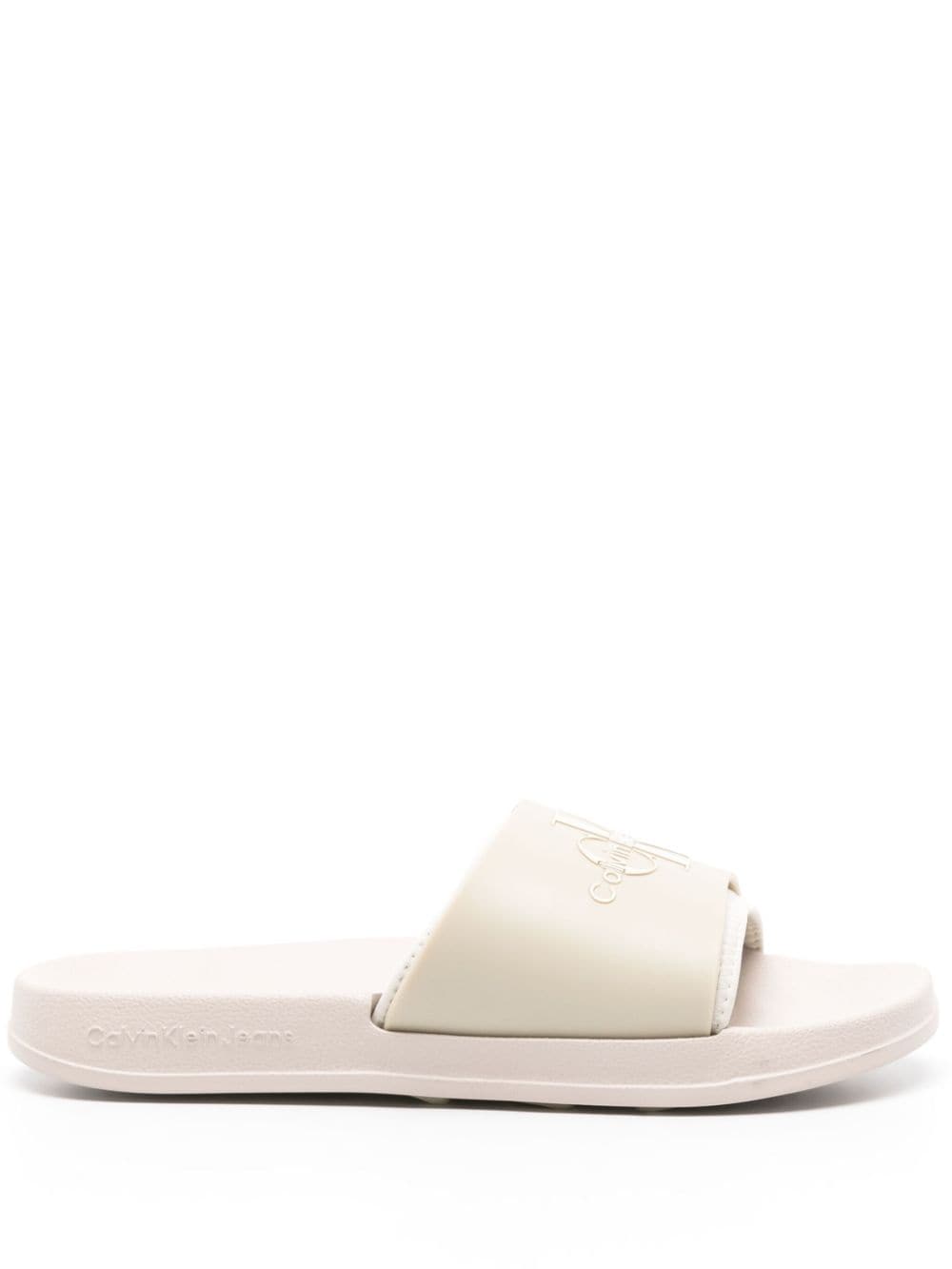 Calvin Klein Jeans logo-embossed layered slides - Green von Calvin Klein Jeans