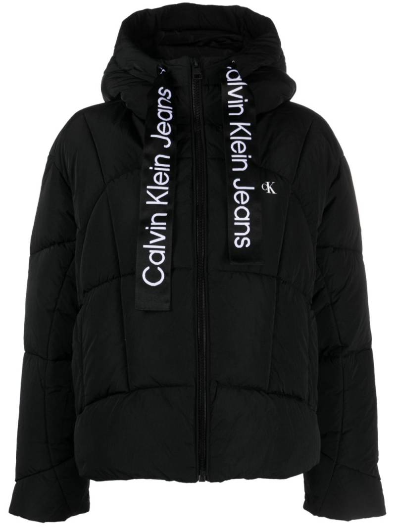 Calvin Klein Jeans logo-embroidered drawstring padded jacket - Black von Calvin Klein Jeans