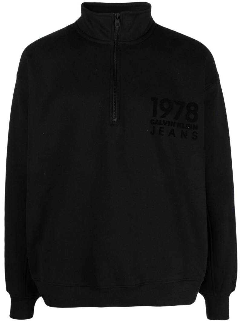 Calvin Klein Jeans logo-flocked half-zip sweatshirt - Black von Calvin Klein Jeans