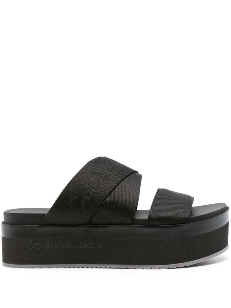 Calvin Klein Jeans logo-jacquard flatform sandals - Black von Calvin Klein Jeans